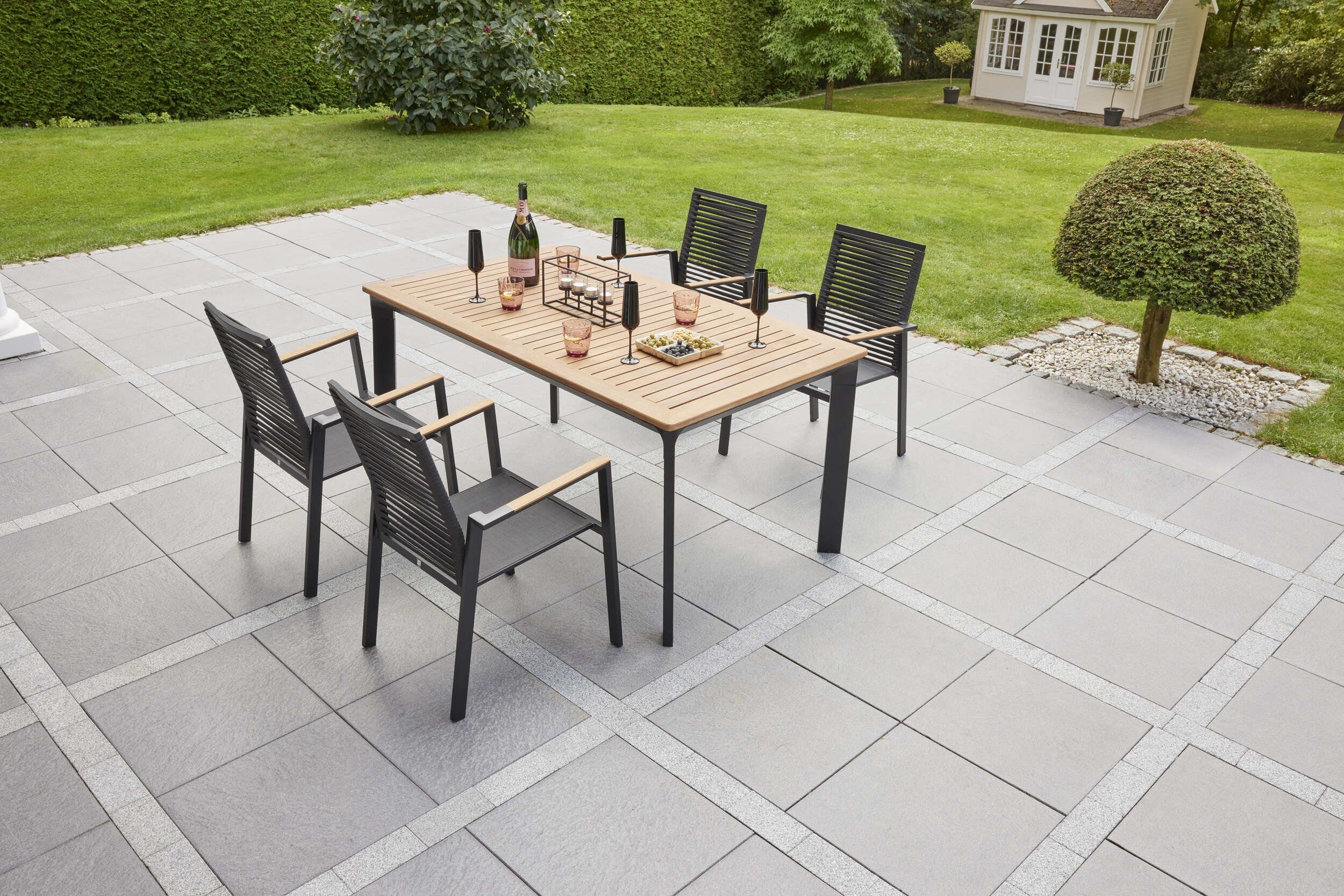 LC Garden Stapelstuhl LC Garden Unicamo Nature Rope Stapelstuhl Rope/Textilen schwarz Teakholz Gartenstuhl