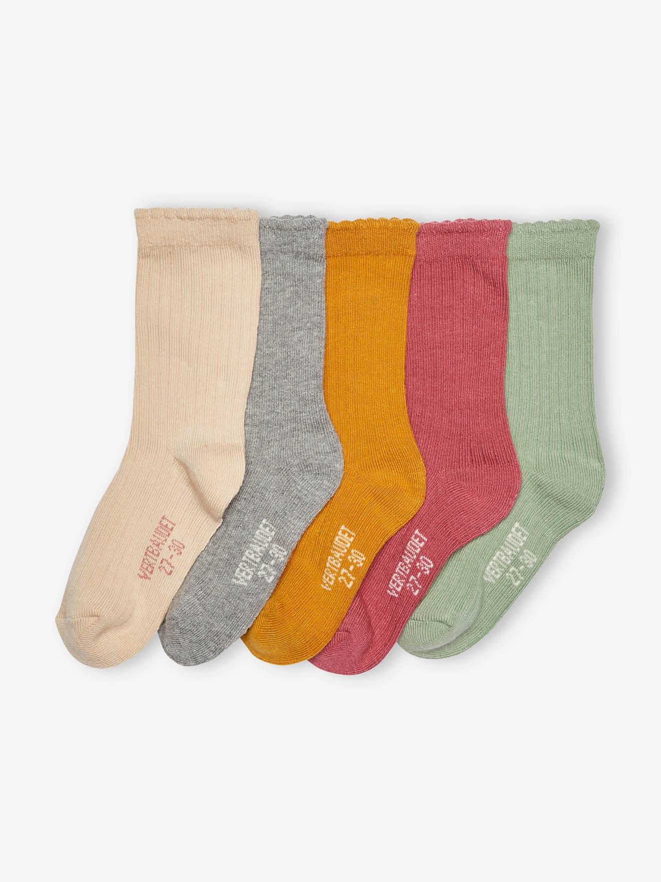 Vertbaudet 5er-Pack Mädchen Socken, gerippt - pack beige