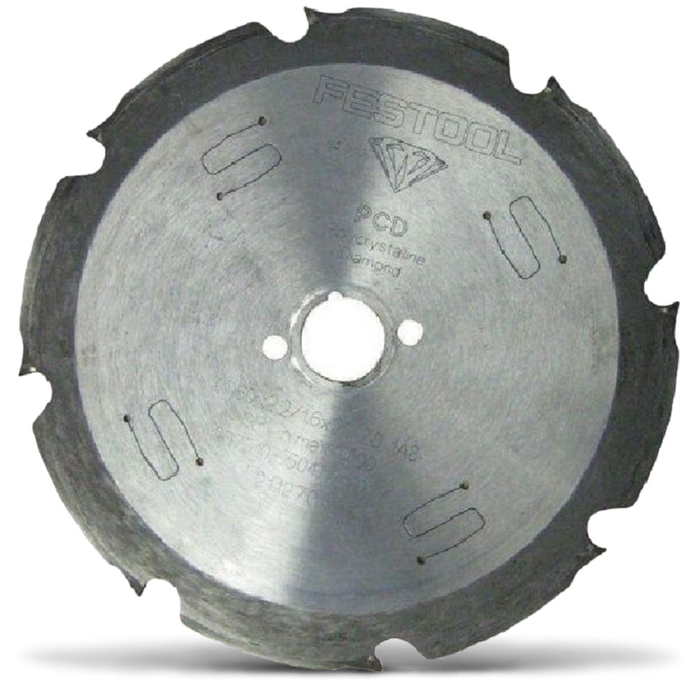 Lâmina de serra FESTOOL de 210 mm com 6 dentes em PCD para corte de fibrocimento.
