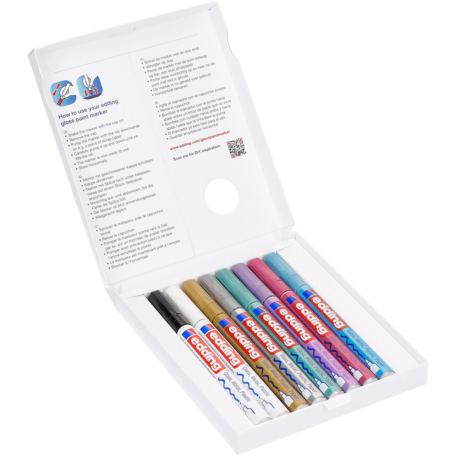 edding Glanzlackmarker, Metallic, 8 Stifte