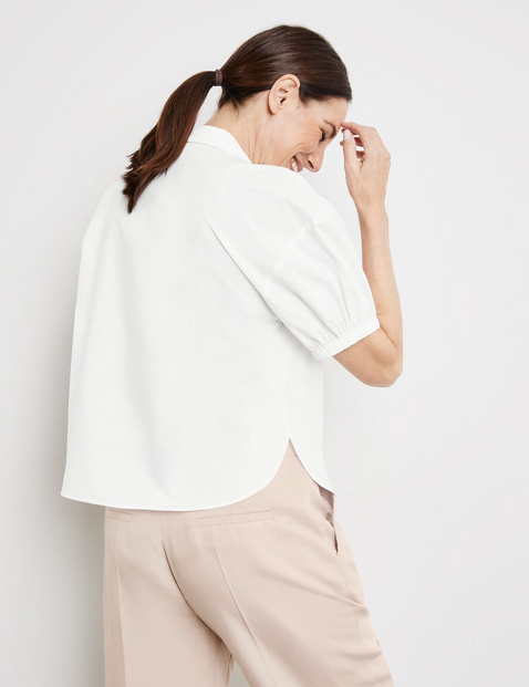Baumwollbluse mit elastischem Ärmelsaum