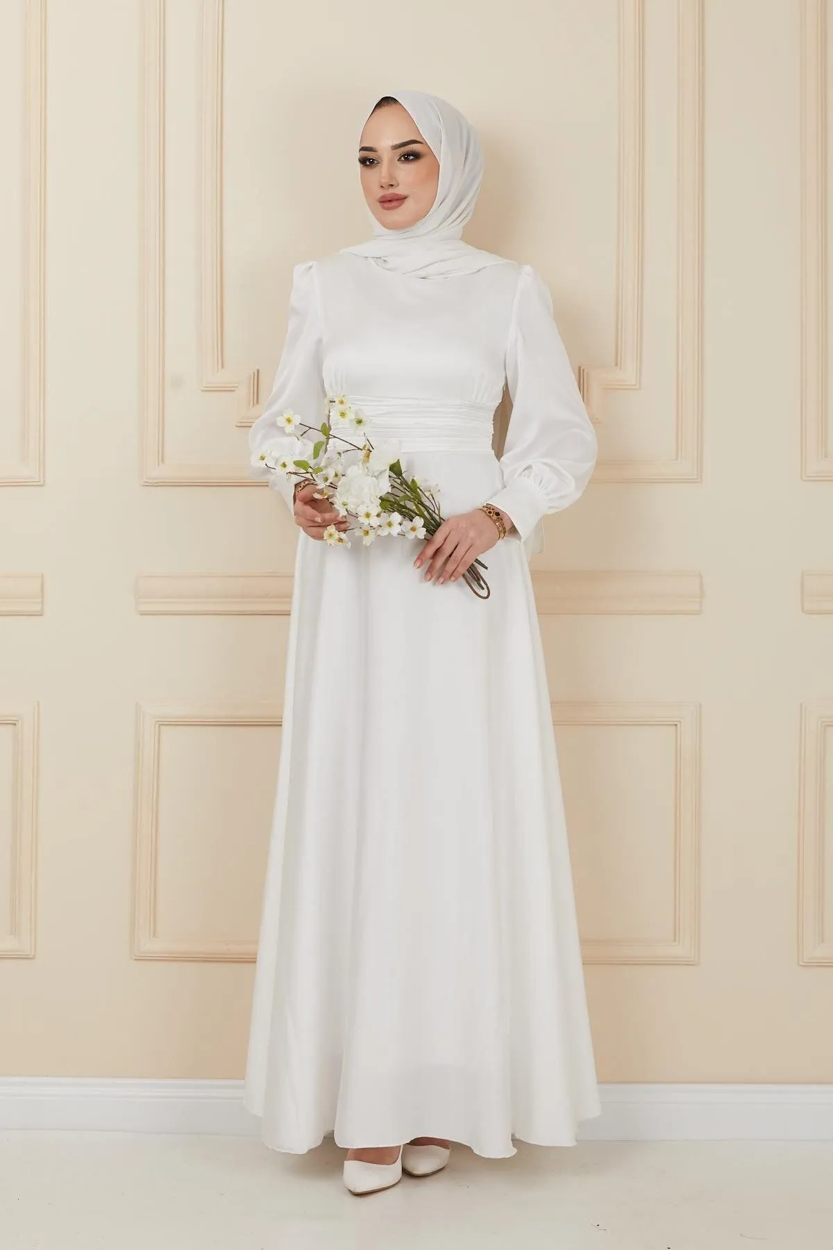 Olcay  Abendkleid - Ecru - Lang