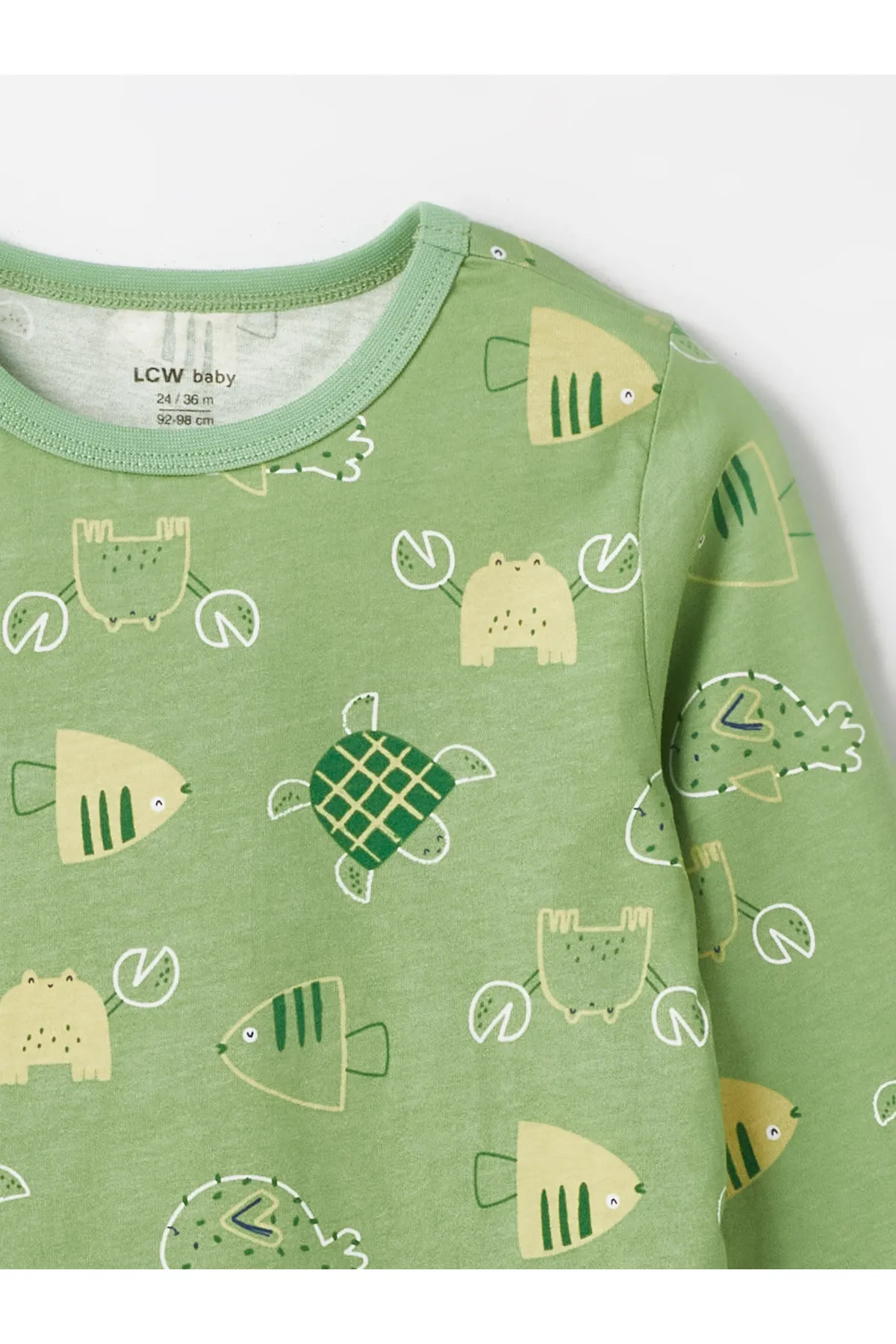 LC Waikiki  Bedrucktes Pyjama-Set für Babys mit Rundhalsausschnitt und langen Ärmeln, 2-teilig