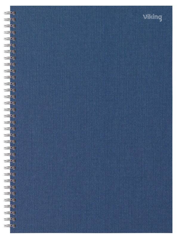 Viking Notizbuch DIN A4 Liniert Doppeldraht Seitlich gebunden Papier Hardback Marineblau Perforiert 160 Seiten