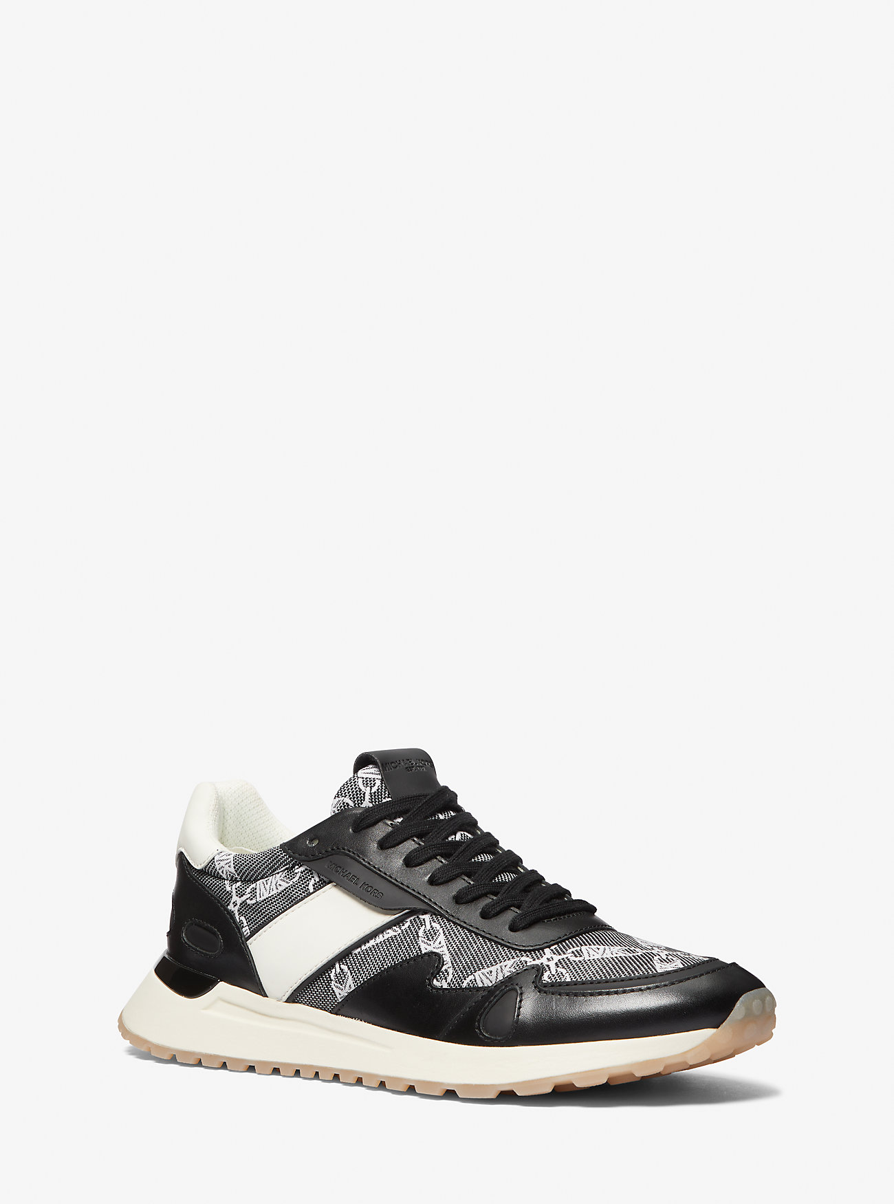 Miles Empire Logo Jacquard og Skinnsneaker – SVART