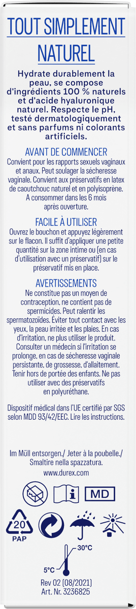 Gleitgel Naturals extra Feuchtigkeit, 50 ml