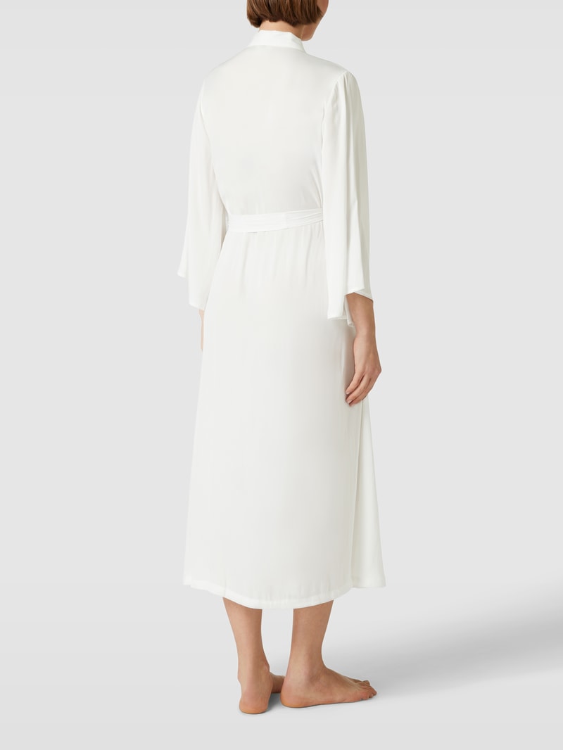 Morgenmantel mit Motiv-Stitching Modell 'CHARMEUSE' in offwhite