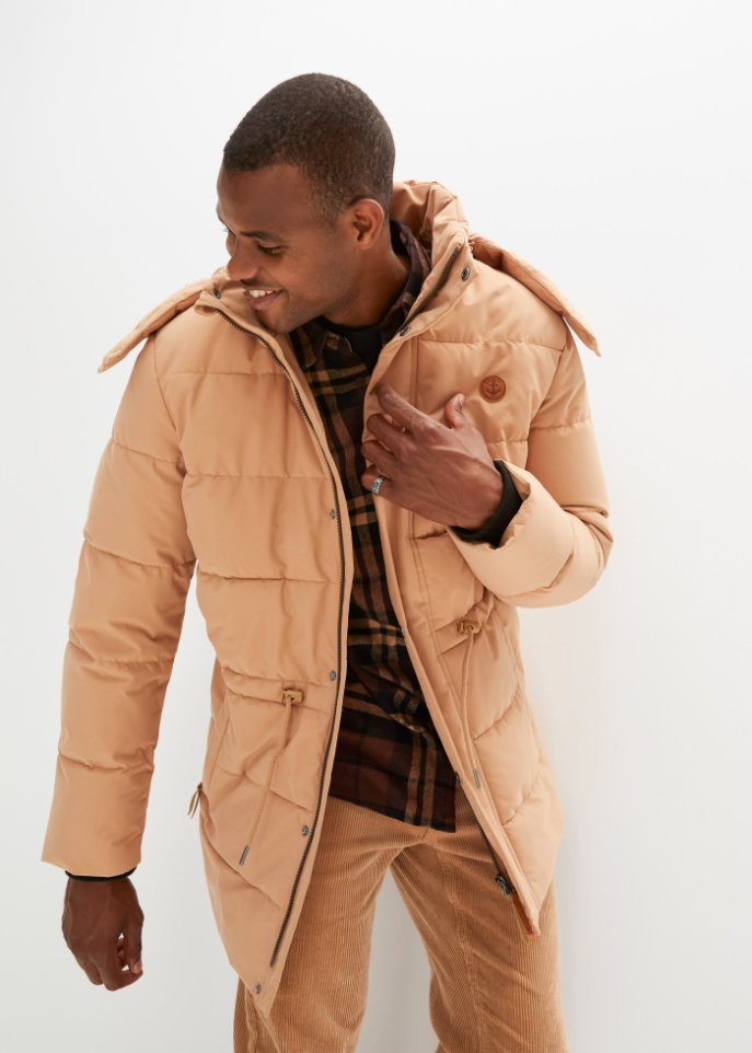 Steppjacke mit abnehmbarer Kapuze und Tunnelzug aus recyceltem Polyester