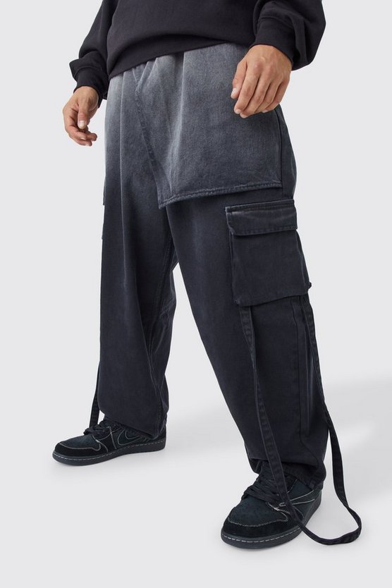 Lockere Jeans mit elastischem Bund und Farbverlauf