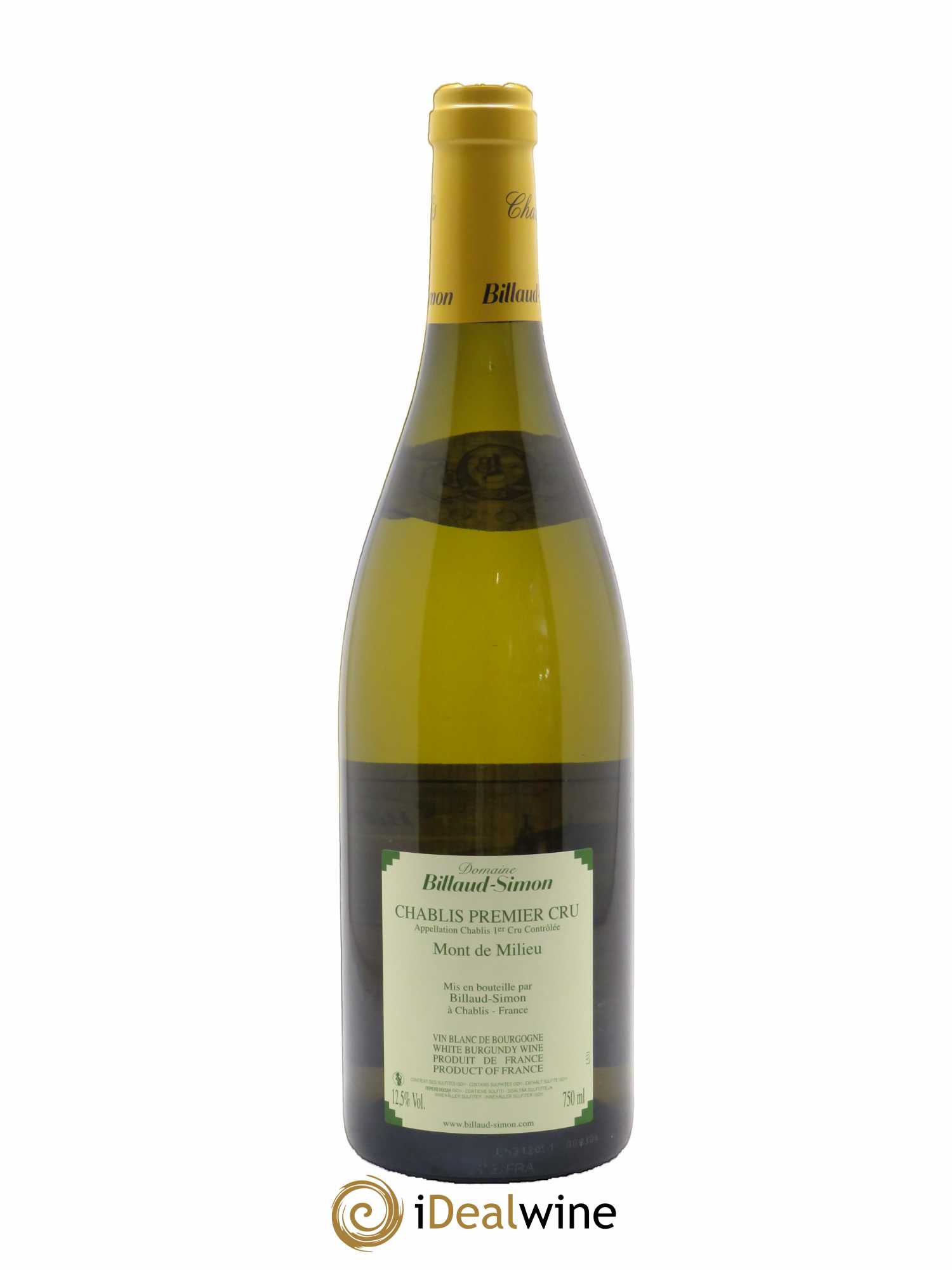 Chablis 1er Cru Mont de Milieu Billaud-Simon (Domaine)  2020 - Lot de 1 Bouteille