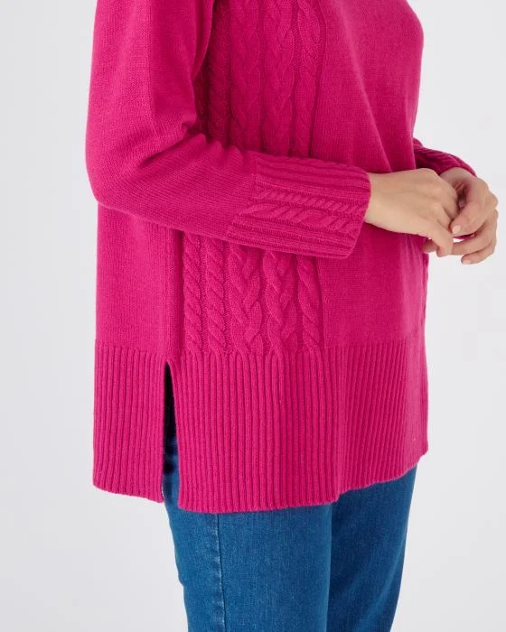 Pull col roulé à torsades