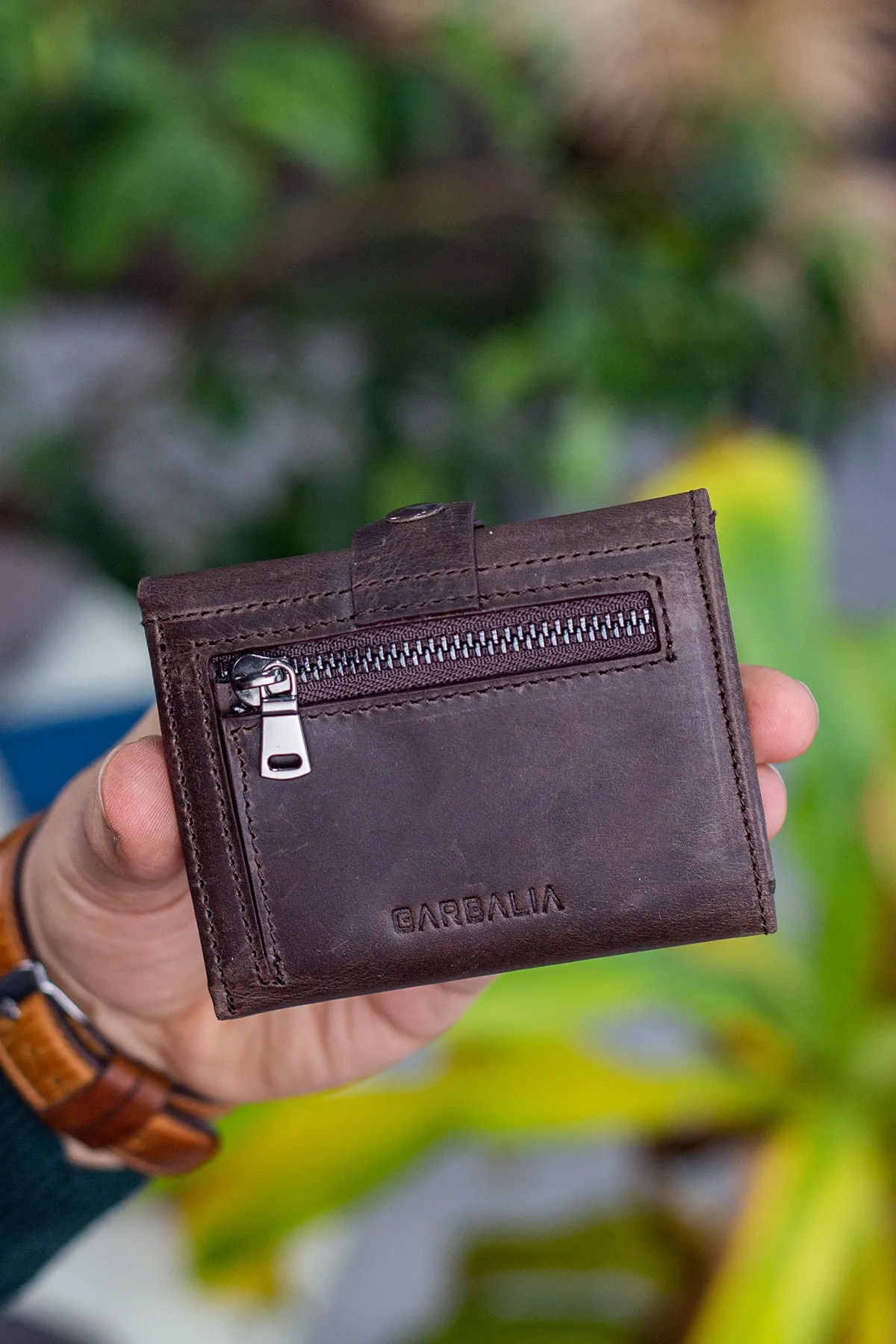 Garbalia  Stockholm Crazy Brown-Geldbörse aus echtem Leder mit Münzfach