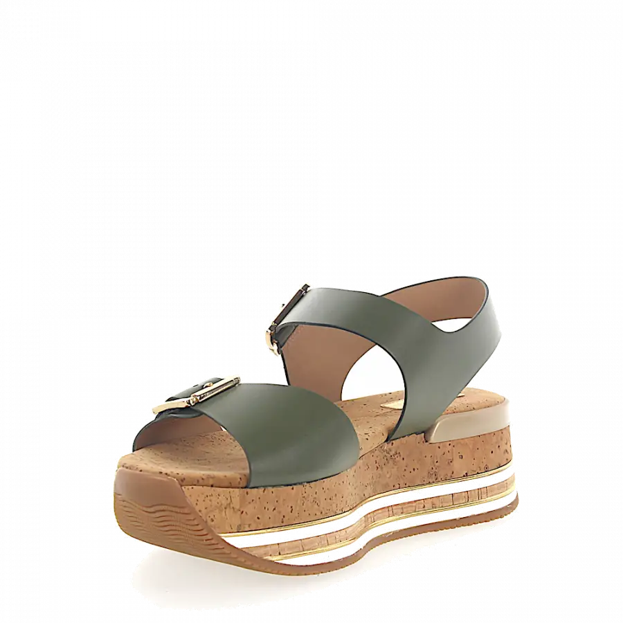 Hogan - Plateausandaletten H354 Kalbsleder khaki - grün