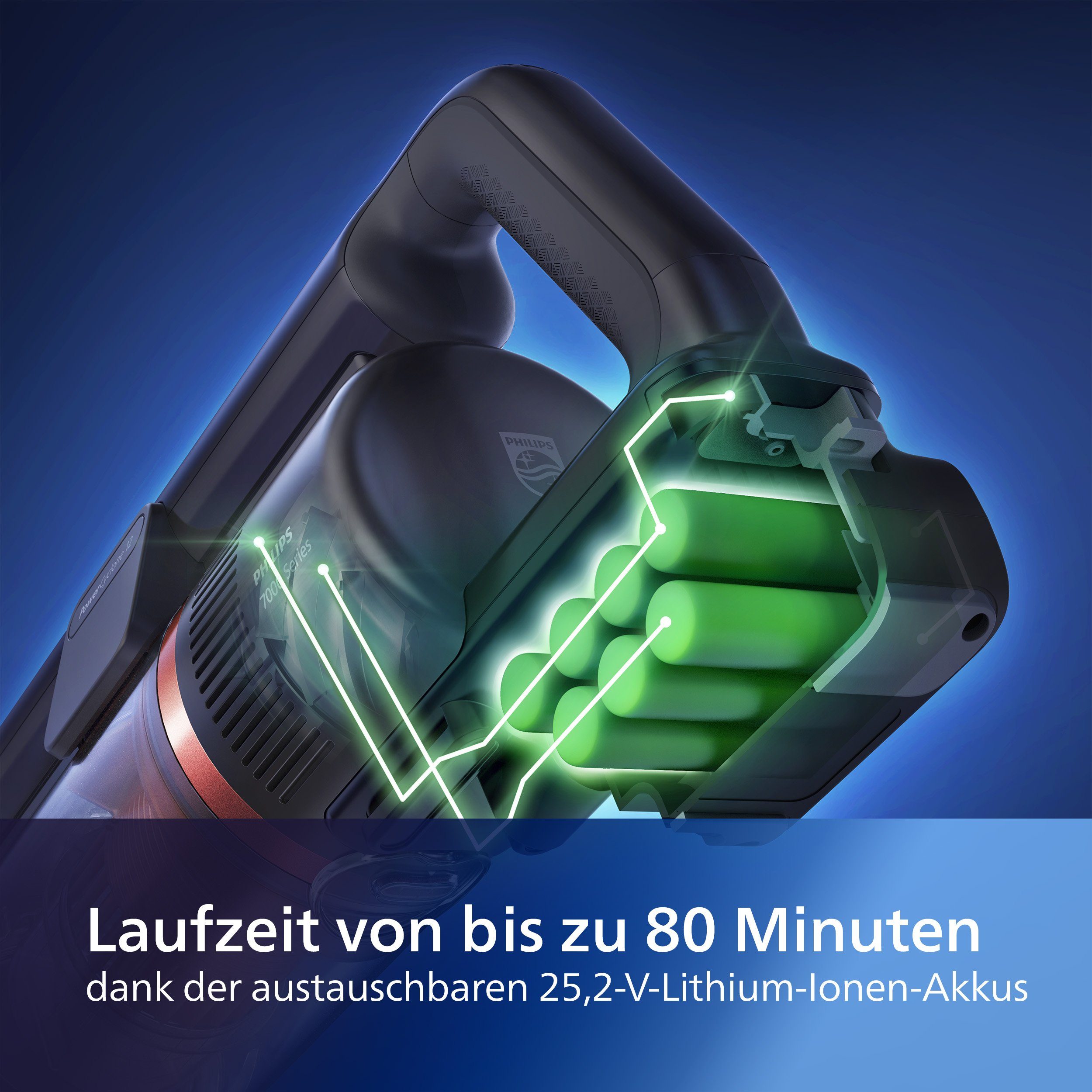 Philips Nass-Trocken-Akkusauger XC8055/01 Aqua Plus 8000 Series, 56,7 W, beutellos, mit PrecisionPower Smart-Düse, bis zu 80 Minuten Laufzeit