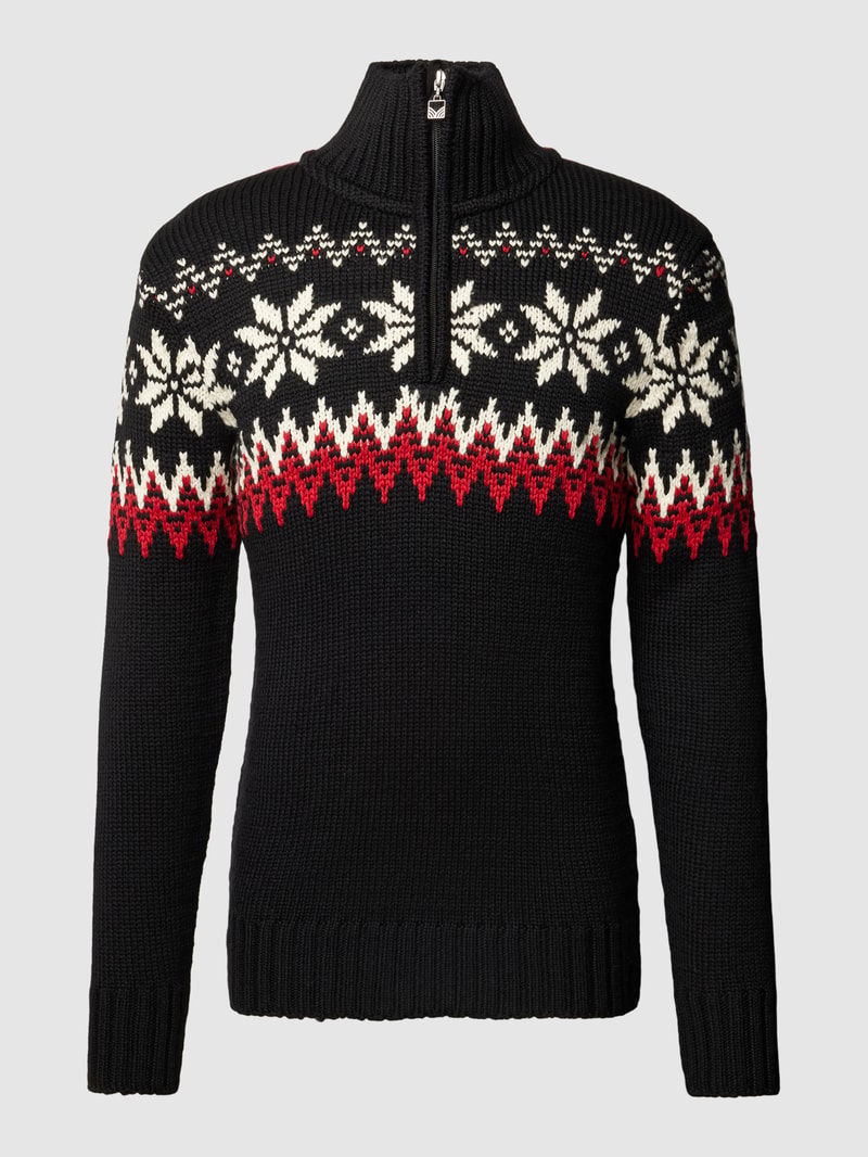 Strickpullover mit Stehkragen Modell 'Myking' in schwarz