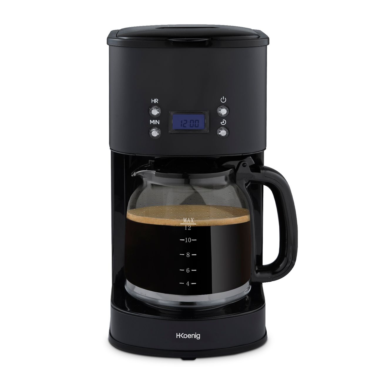 H.Koenig MG32 programmierbare Kaffeemaschine, 1,5L, Edelstahlgehäuse, 1000W, abnehmbarer Filterhalter, Glaskaraffe mit Skala