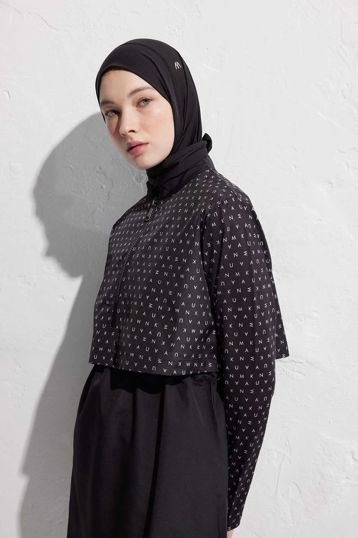 Manuka  3-teiliges Hijab-Badeanzug-Set aus Fallschirmstoff in Schwarz