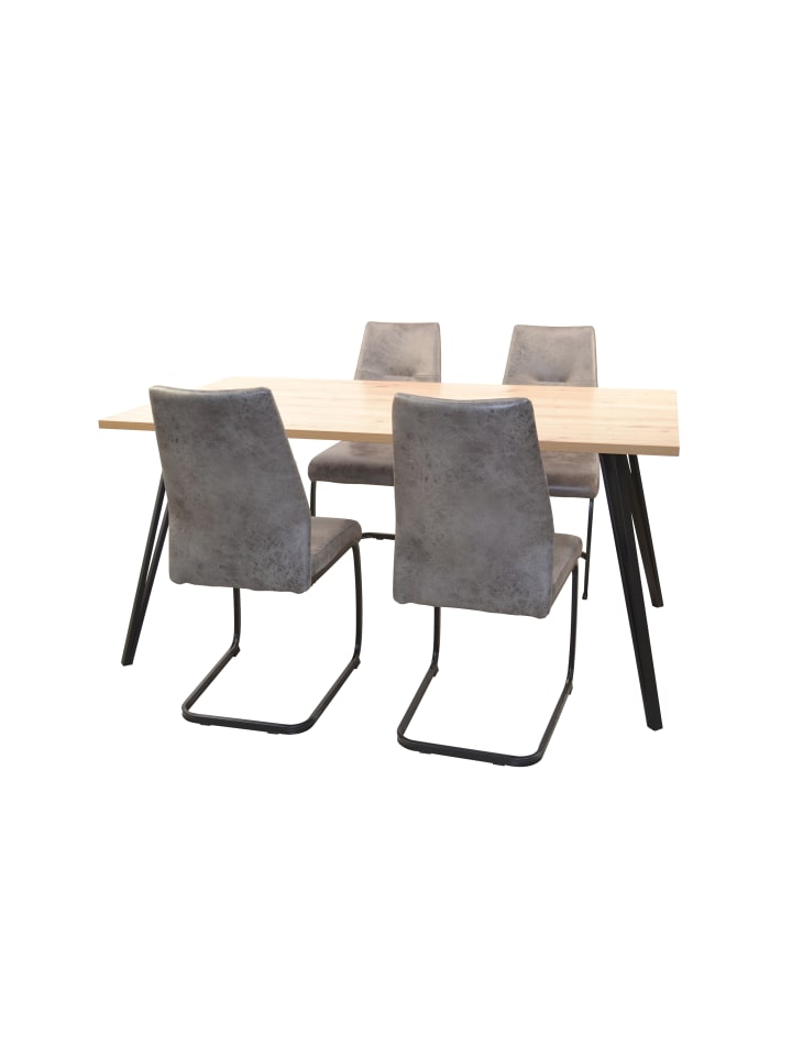 möbel-direkt Tischgruppe- 5teilig Cora in grau/Platte Artisan-Eiche-Nachbildung günstig kaufen 1 Stück