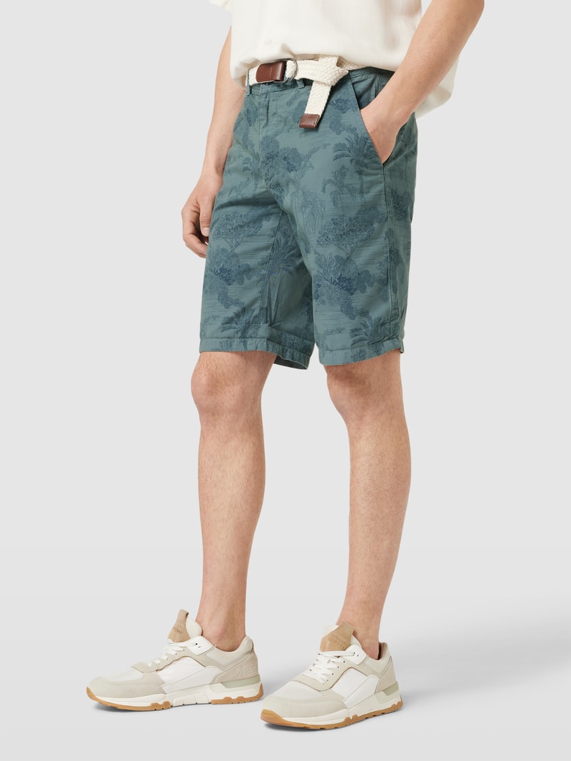 Shorts mit floralem Muster in aqua blau