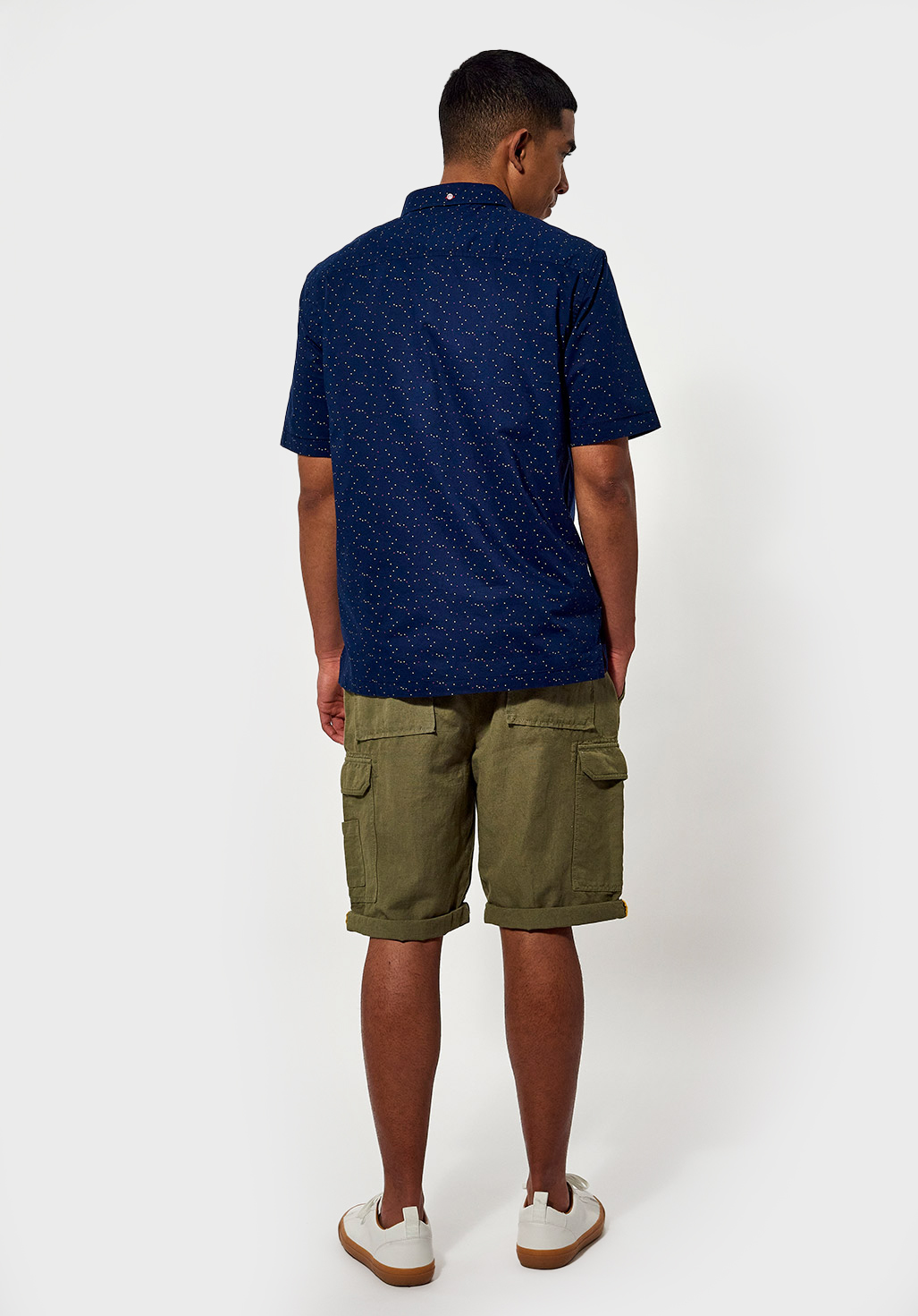 SINJI  Chemise régular bleue Homme micro imprimé all over en 100% coton