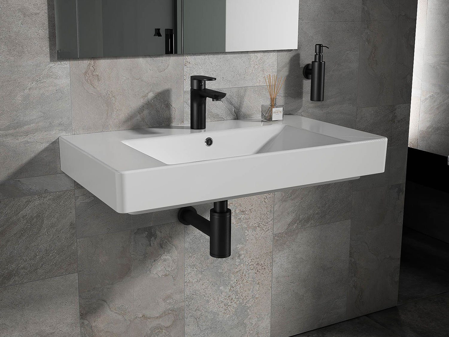 Aqua Bagno Waschbecken Design Waschbecken aus Keramik Waschtisch Hängewas (Packung)