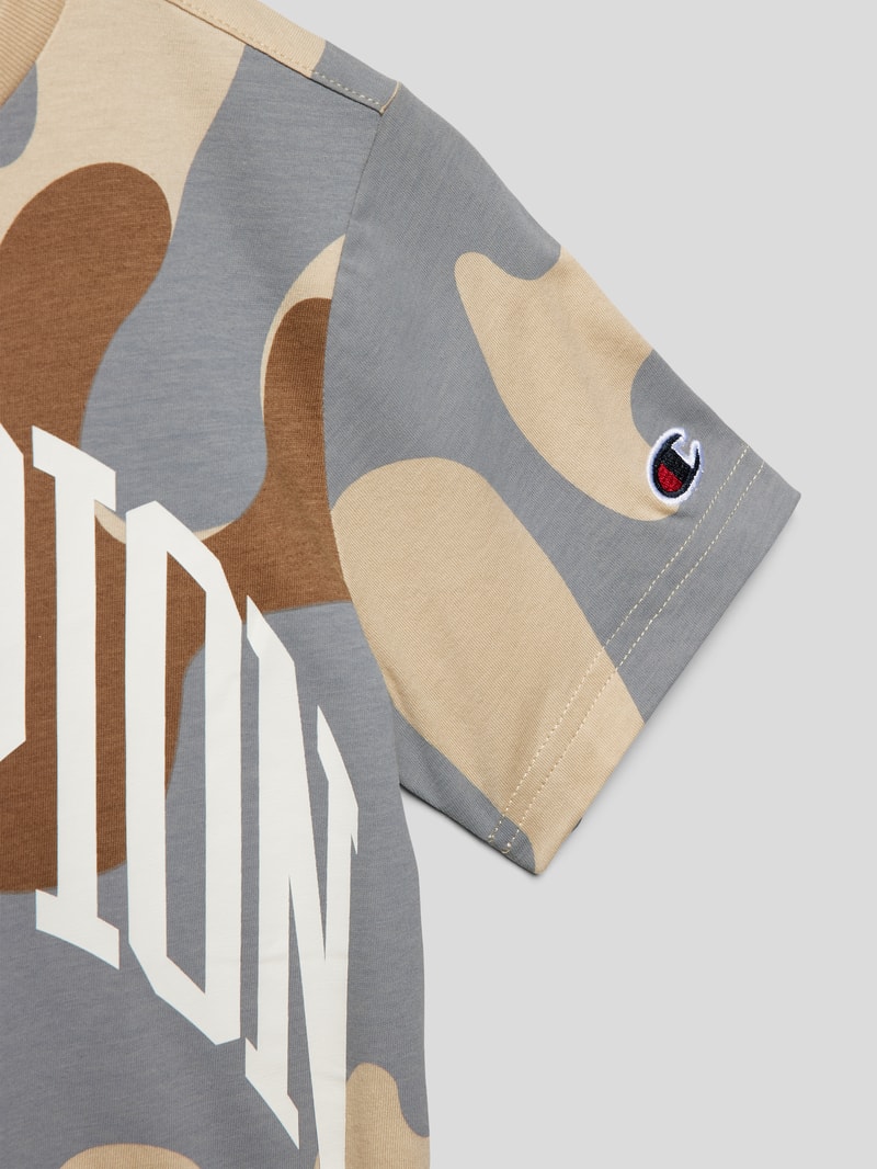 T-Shirt mit Allover-Muster Modell 'Rochester' in camel