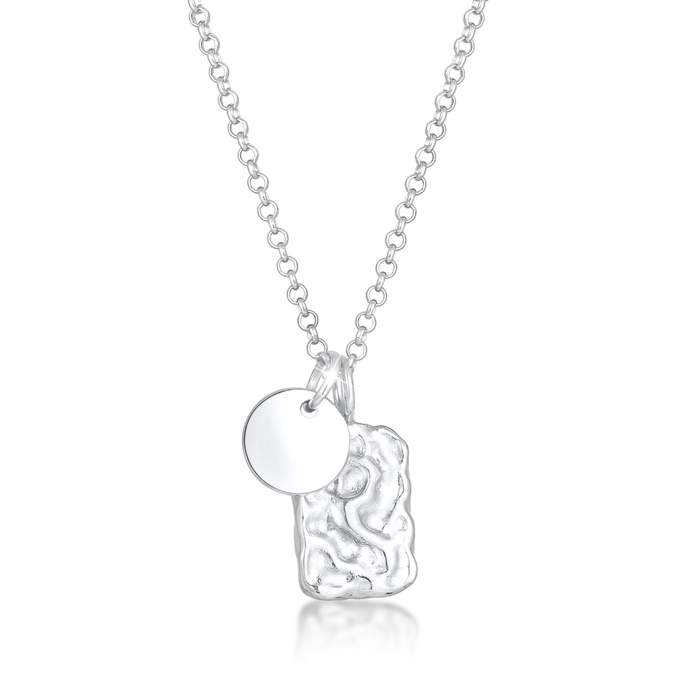 Elli Elli Collier Plättchen Rechteck Geo Organic Look 925 Silber Bijoux