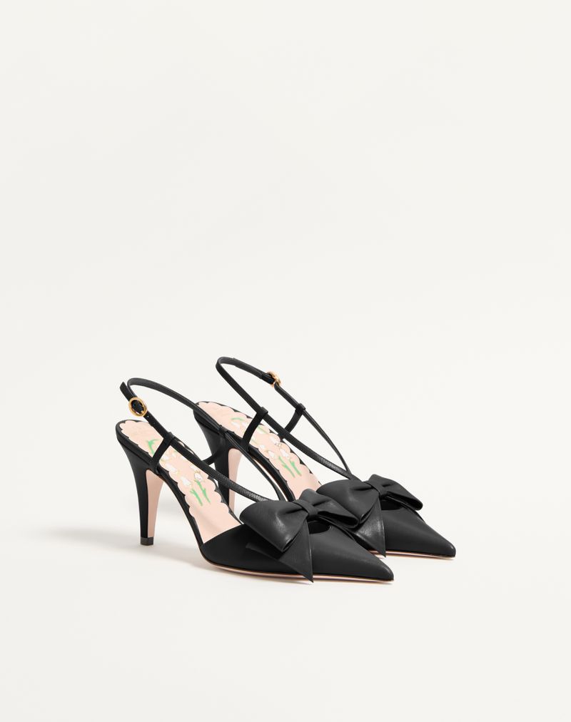 Sapatos de salto Bowow Slingback em couro de cabra de 85 mm