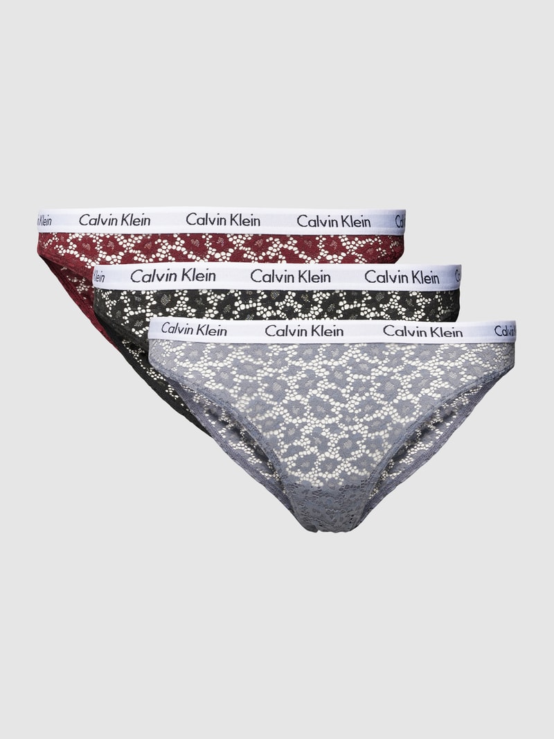 Slip mit Spitzenbesatz im 3er-Pack Modell 'Carousel' in bordeaux rot