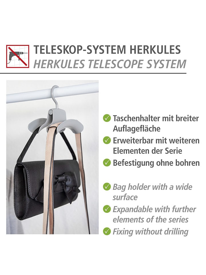 Wenko 3er-Set: Handtaschenhalter in Grau - (B)9 x (H)12,5 x (T)14 cm günstig kaufen onesize
