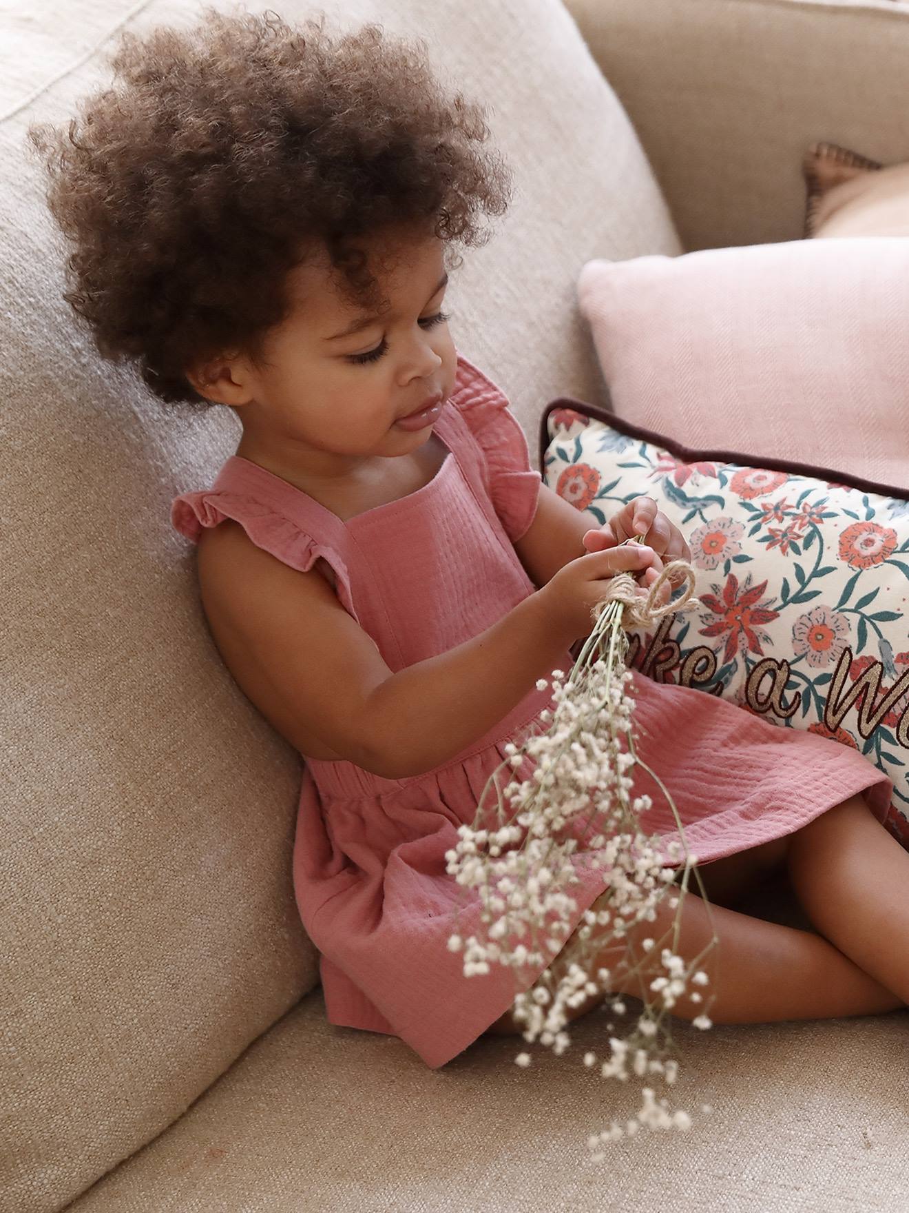 Vertbaudet Mädchen Baby Latzkleid, Musselin - aquamarin