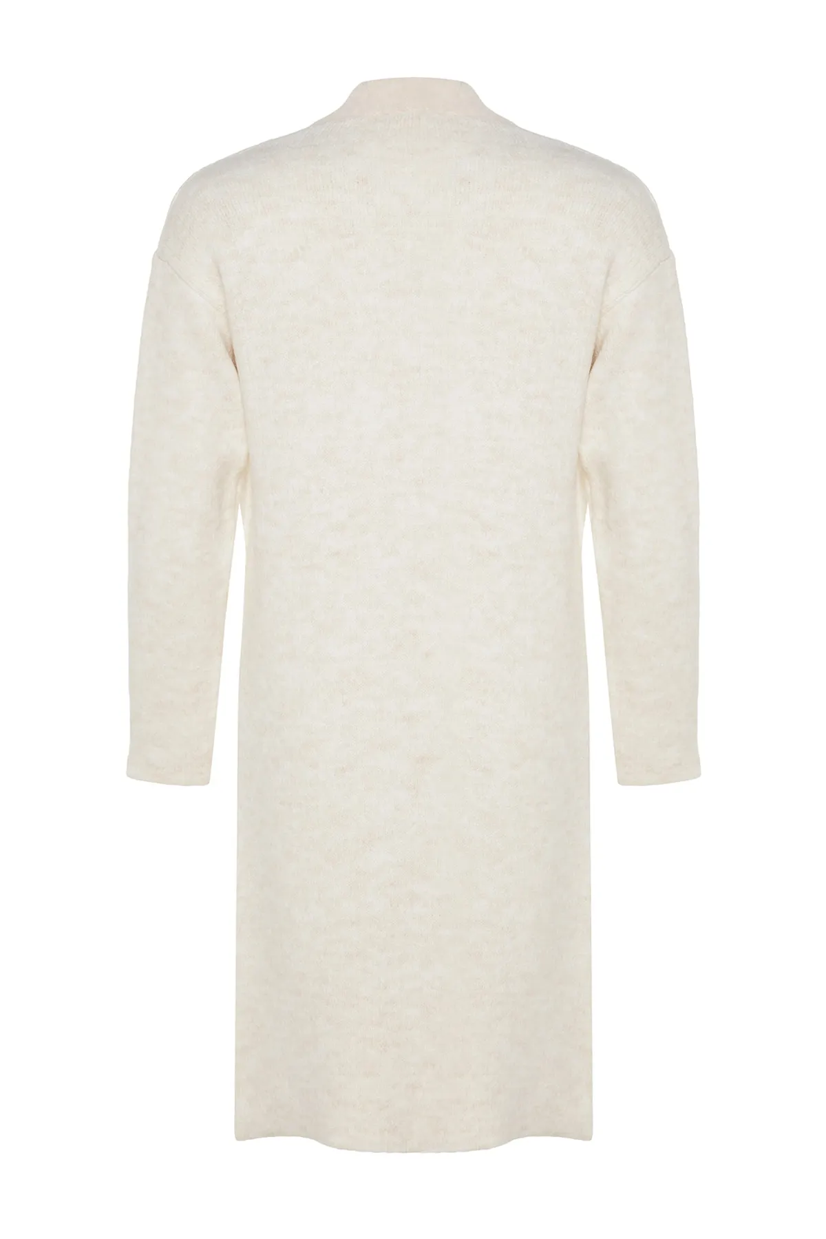 Trendyol Collection  Ecrufarbener, pelziger Midi-Strickcardigan mit weiter Passform TWOAW24HI00107