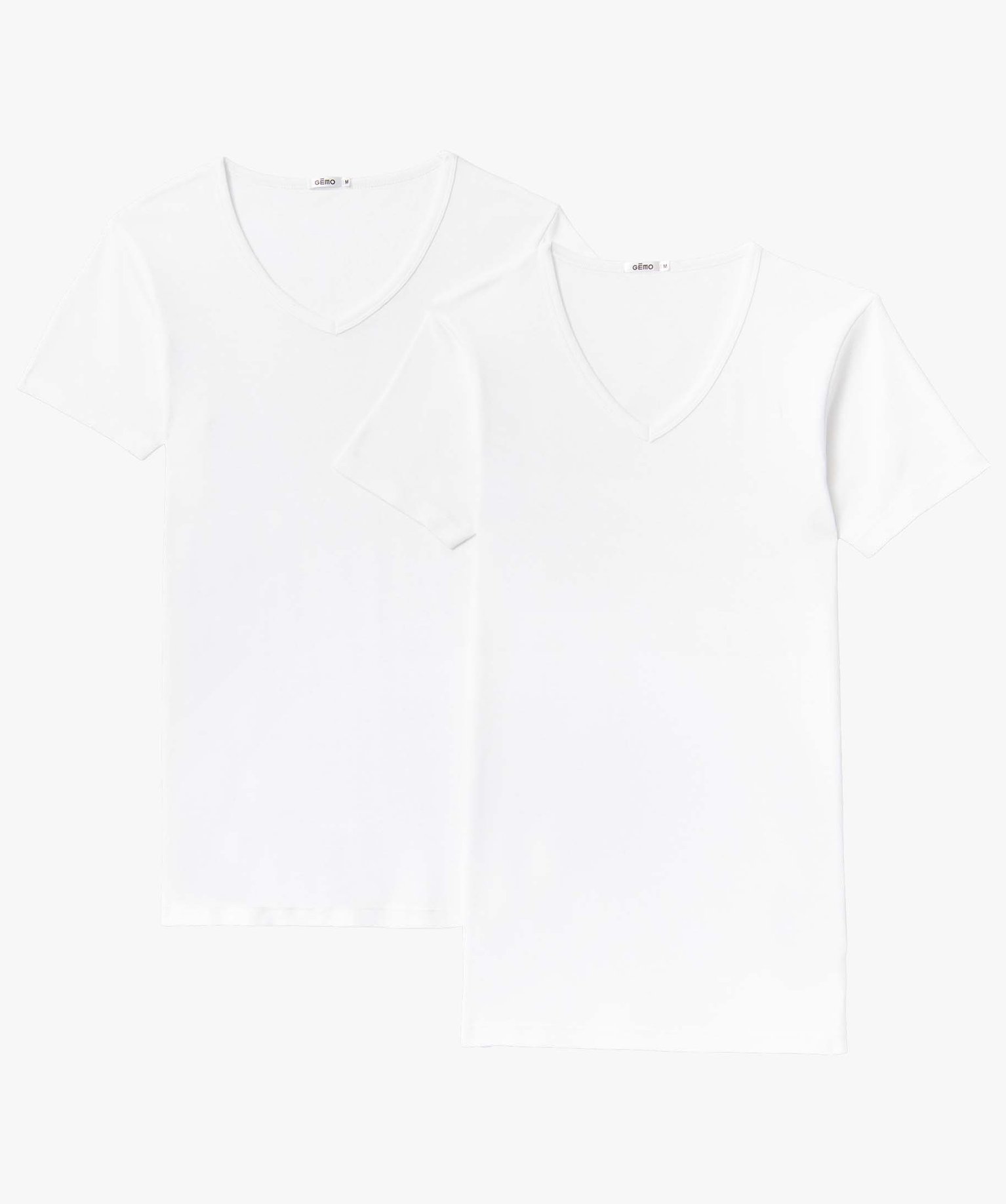 Tee-shirt homme à manches courtes et col V en coton biologi... blanc | GEMO