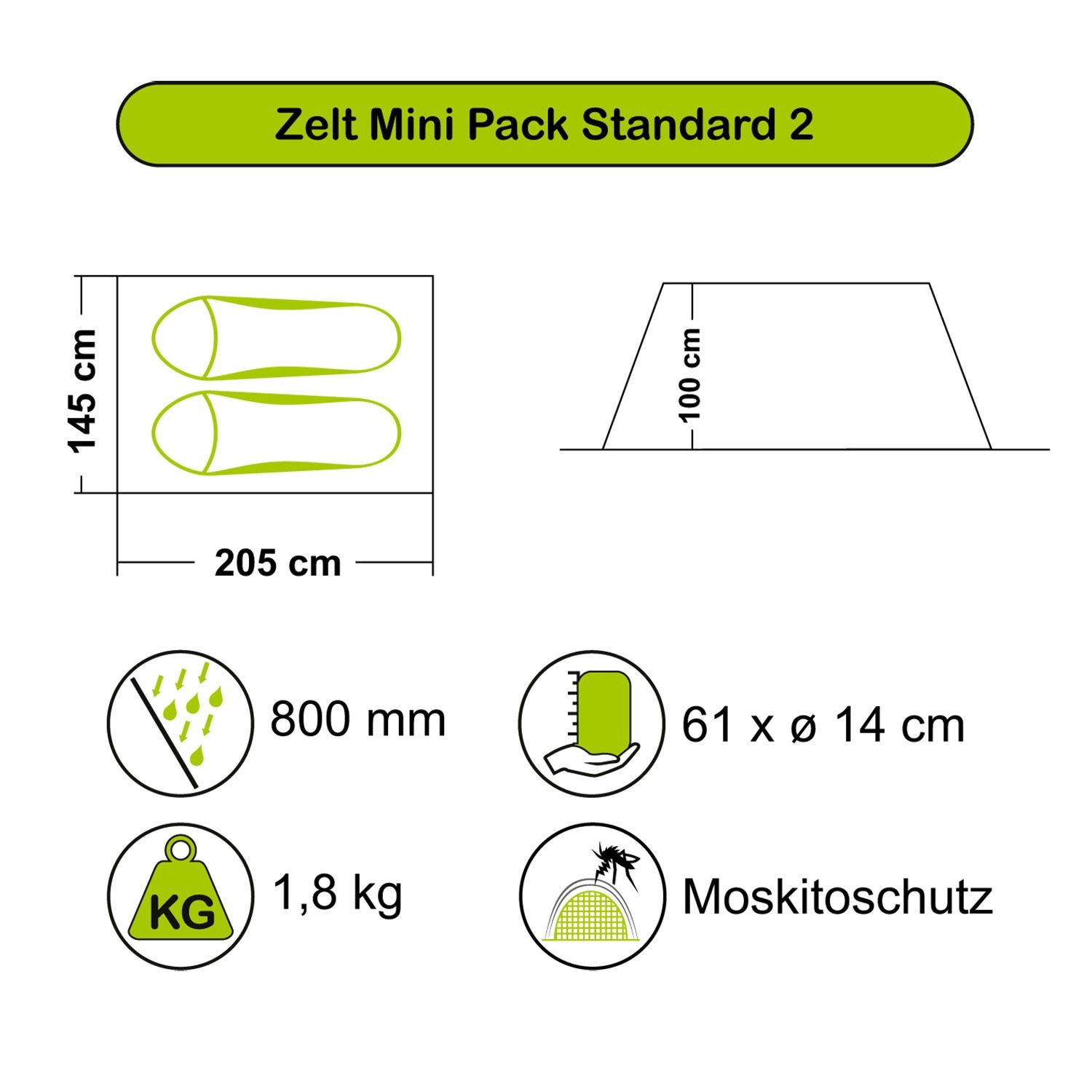 Zelt Mini Pack Standard 2