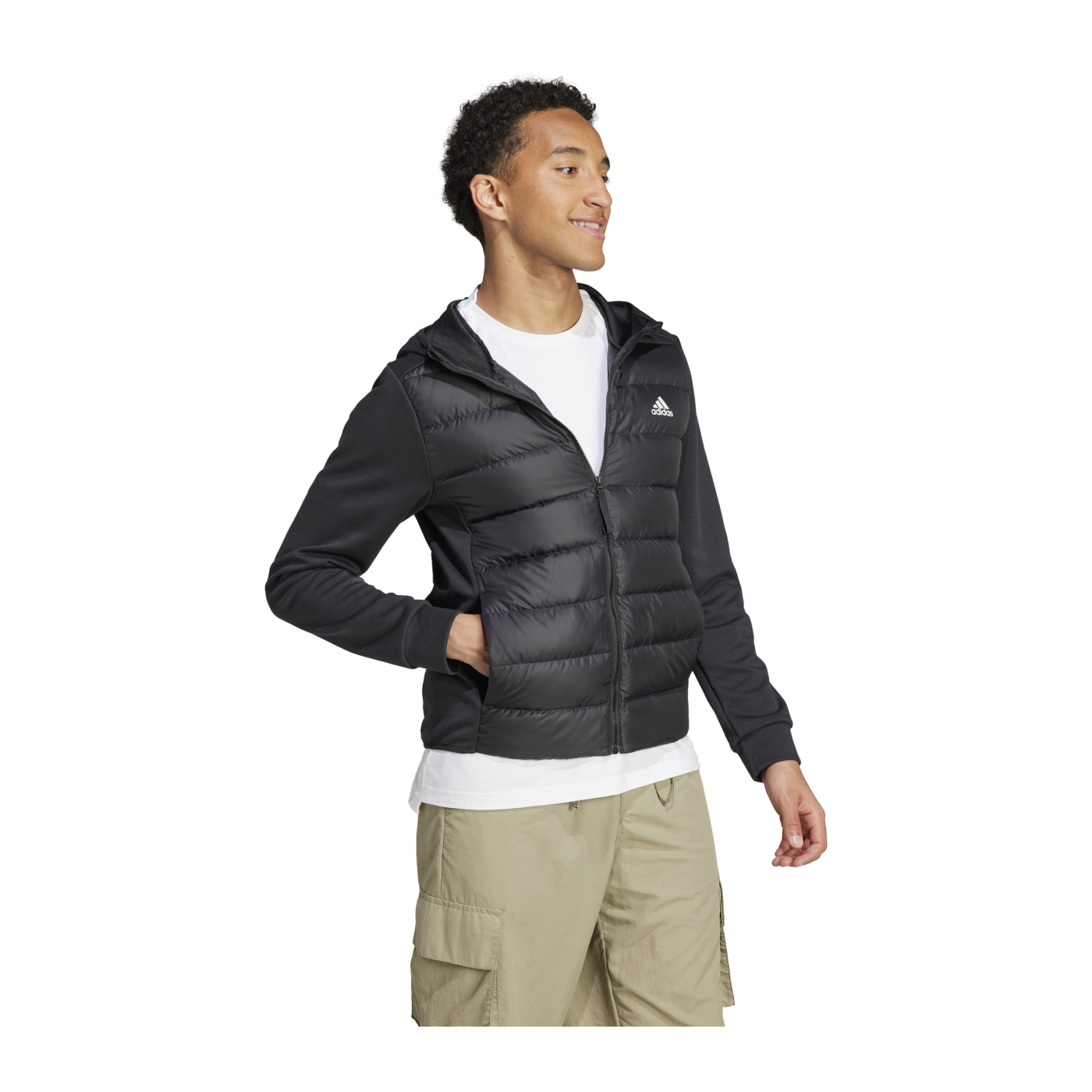 adidas Essentials Hybrid Down Hooded Jacke Schwarz