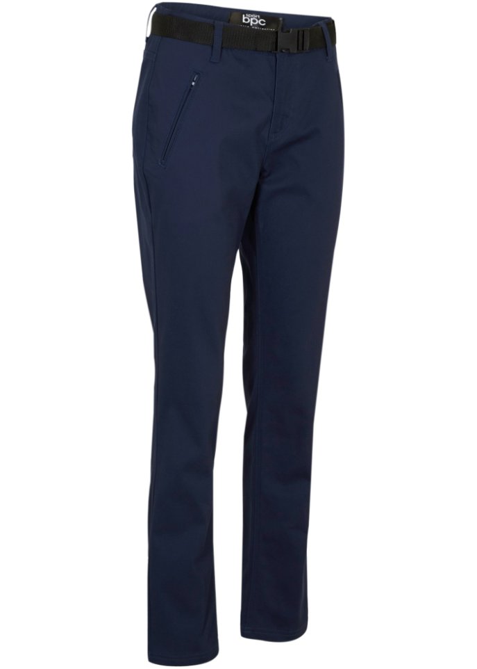 Wasserabweisende Funktionshose aus Stretch-Twill mit Gürtel, Straight
