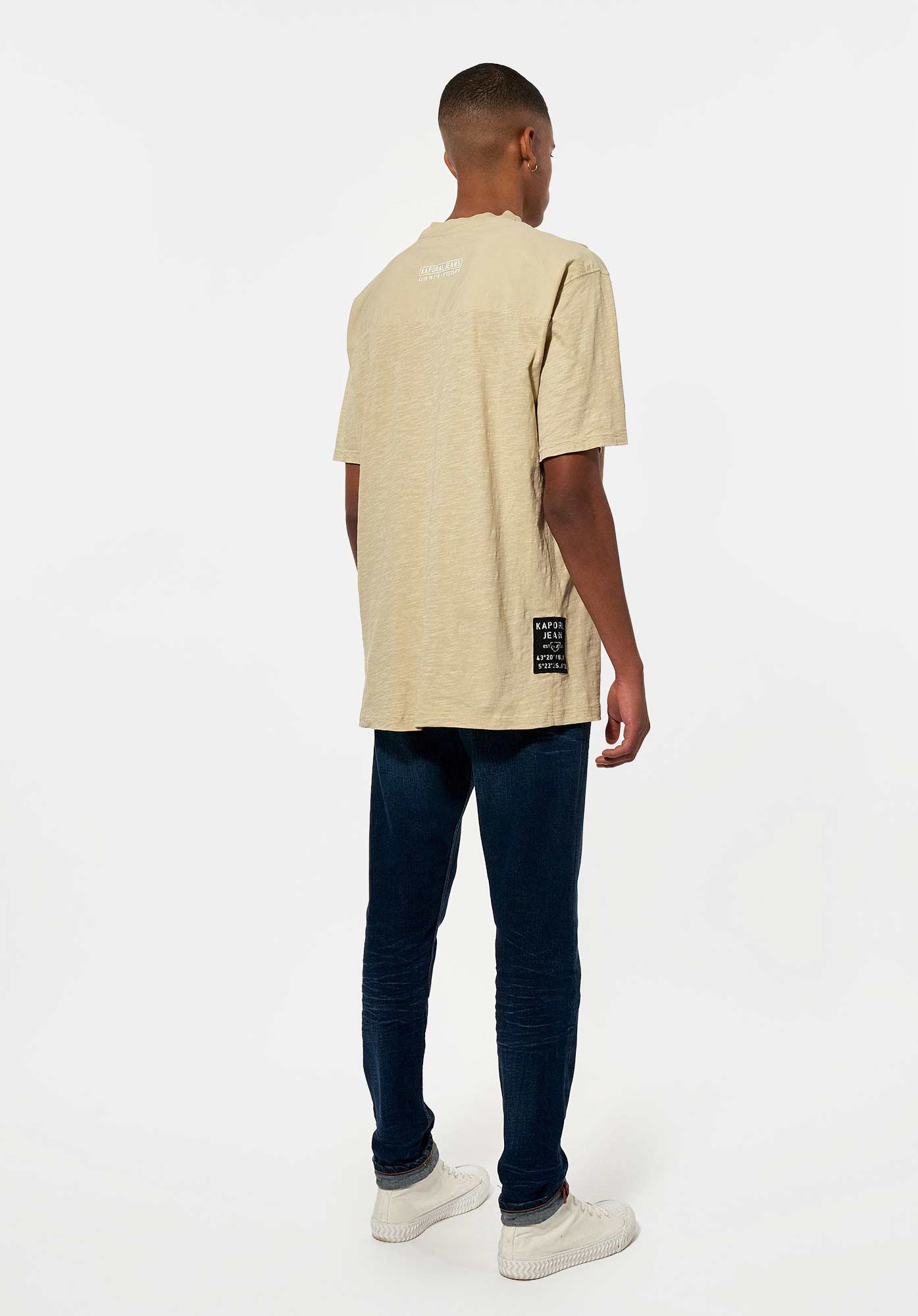 MOSHI  T-shirt bi matière beige chiné Homme en 100% coton bio
