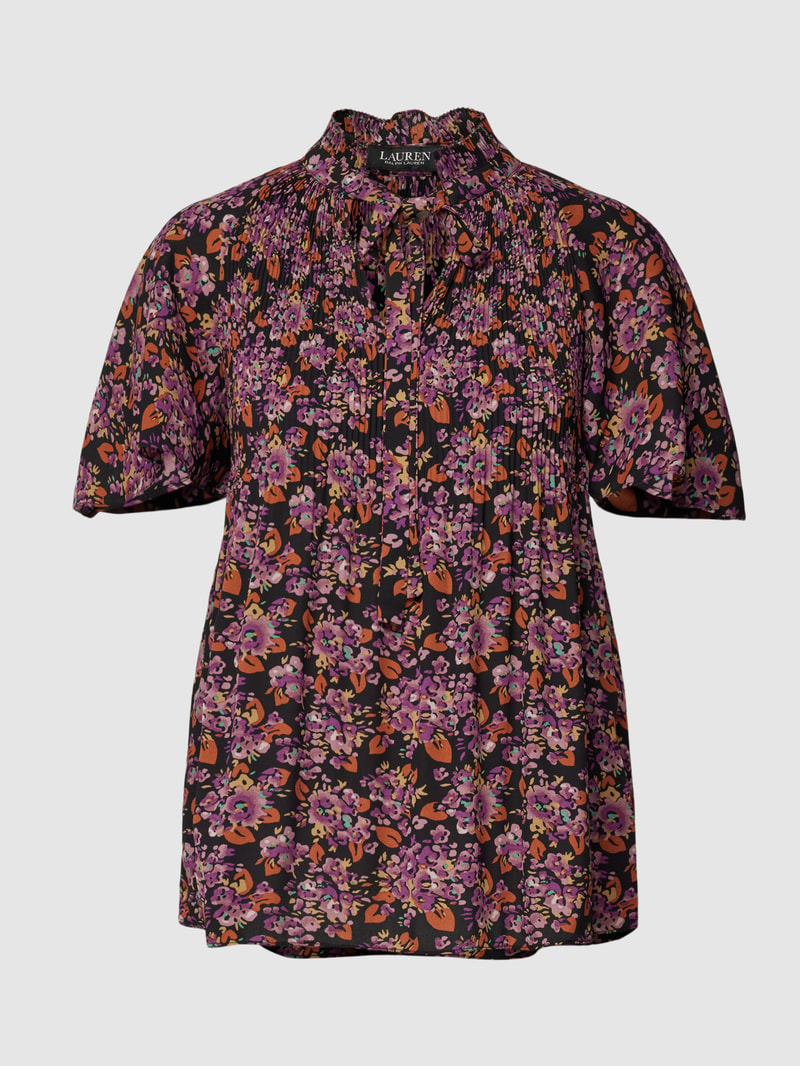 Schluppenbluse mit floralem Muster Modell 'ADAR' in lila