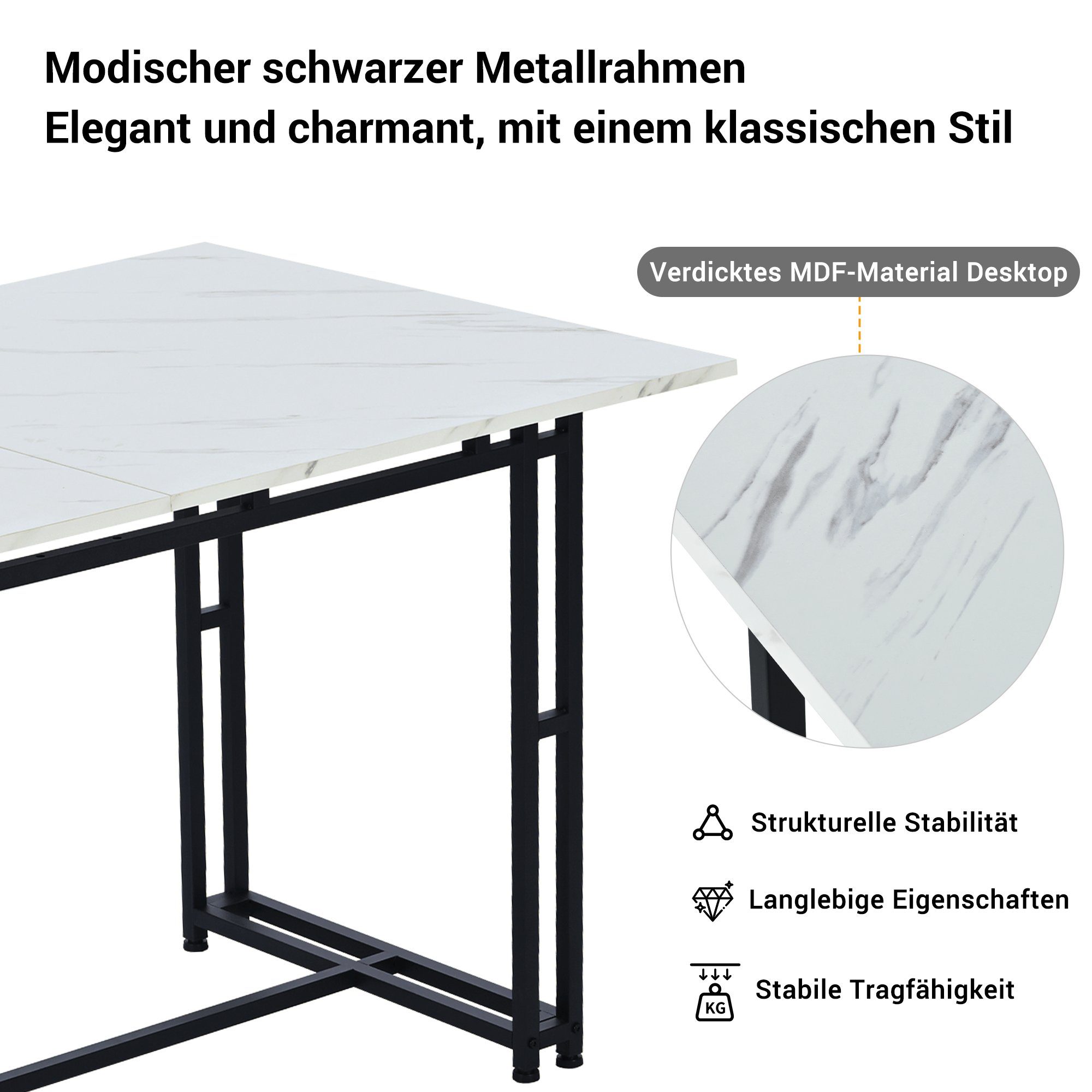 Flieks Essgruppe, (5-tlg), Esstisch mit 4 Stühlen Set Esszimmer Sitzgruppe, Metallbeine