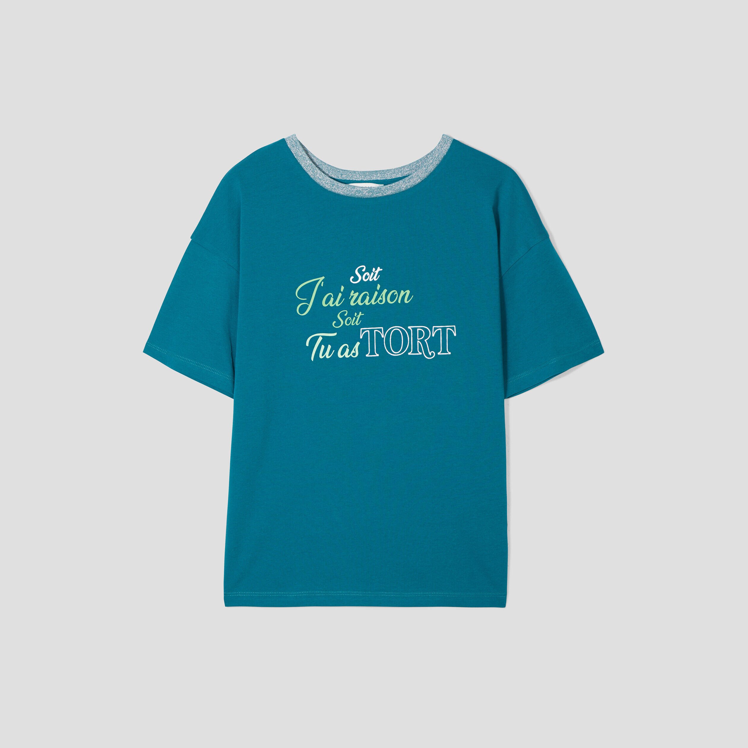 T-shirt manches courtes vert canard femme | Cache Cache