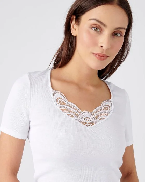 Tee-shirt finition guipure Thermolactyl