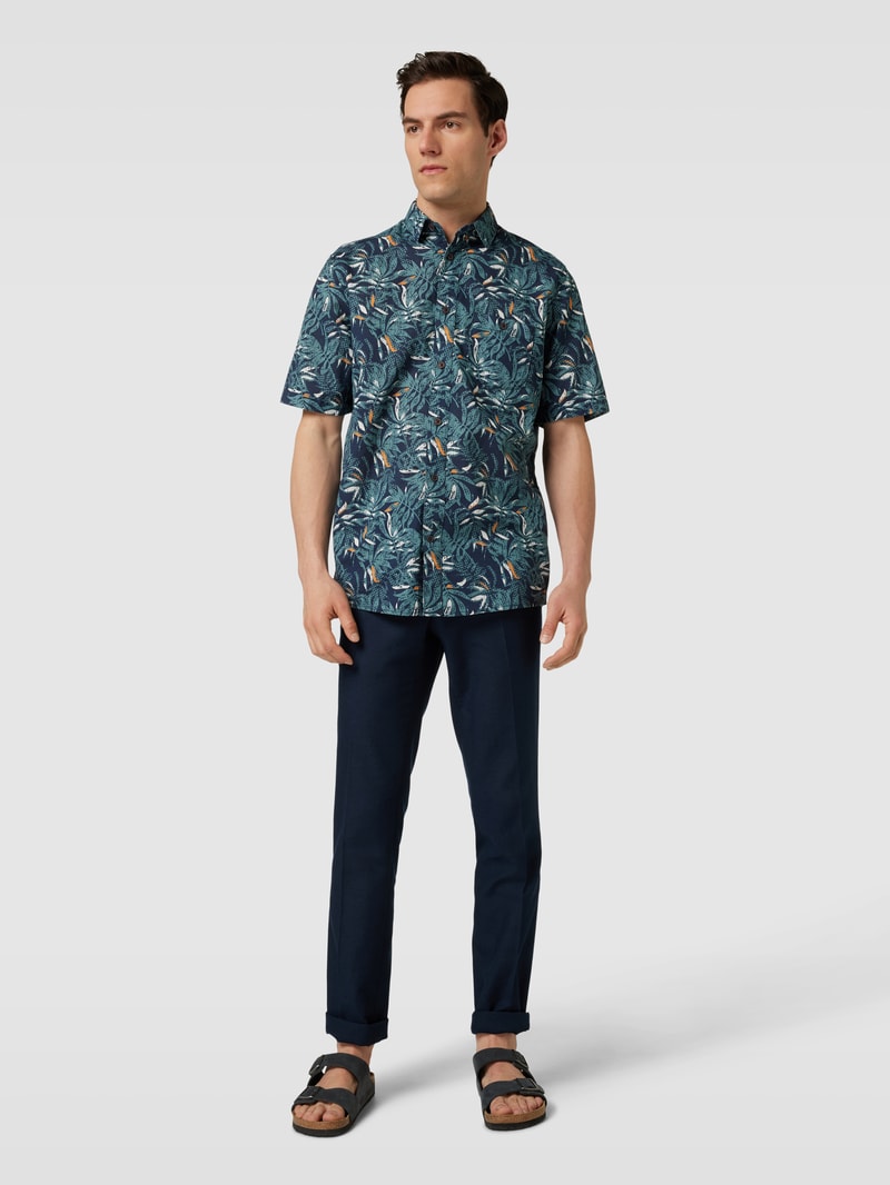 Freizeithemd mit Allover-Print in marineblau