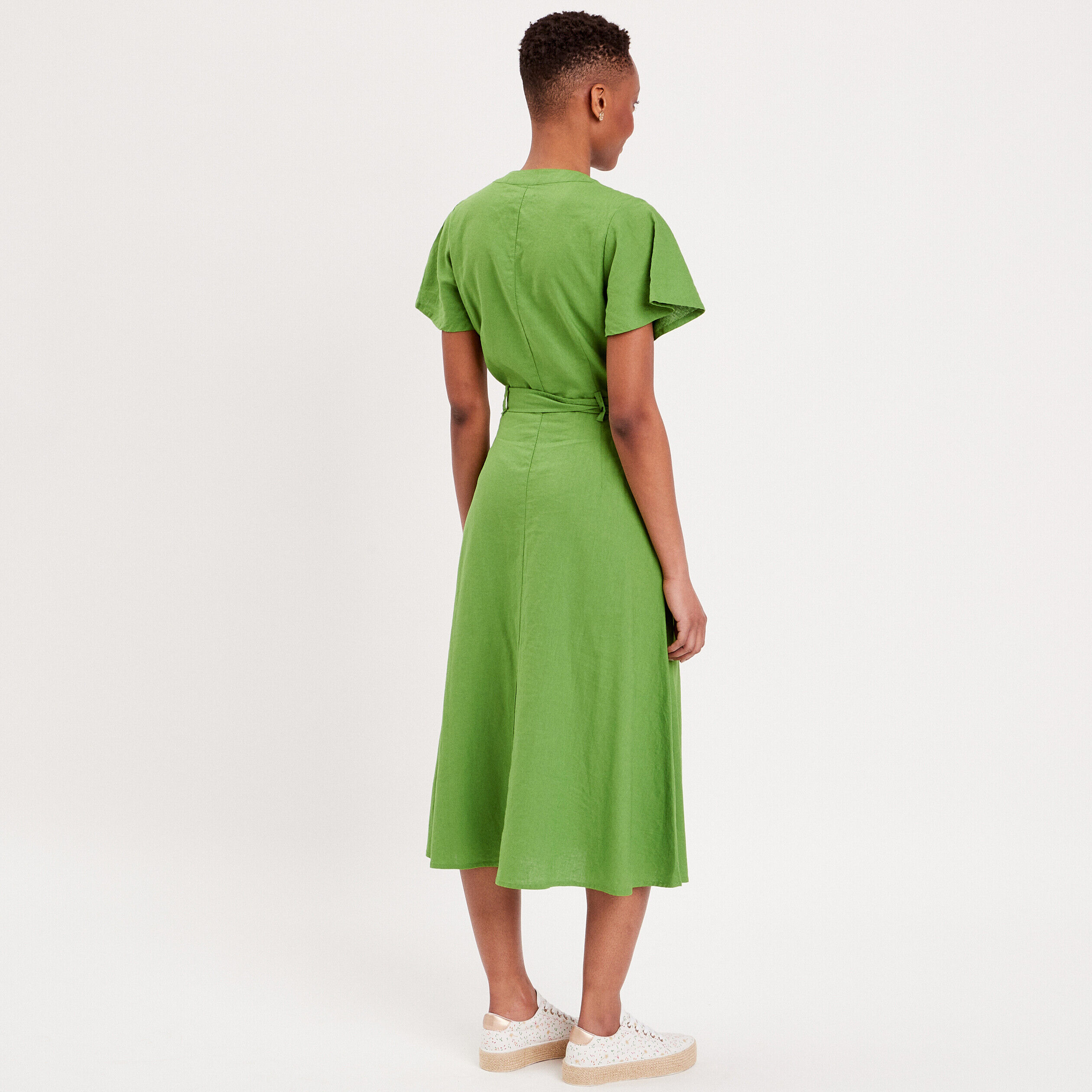 Robe boutonnée à manches courtes vert femme | Cache Cache