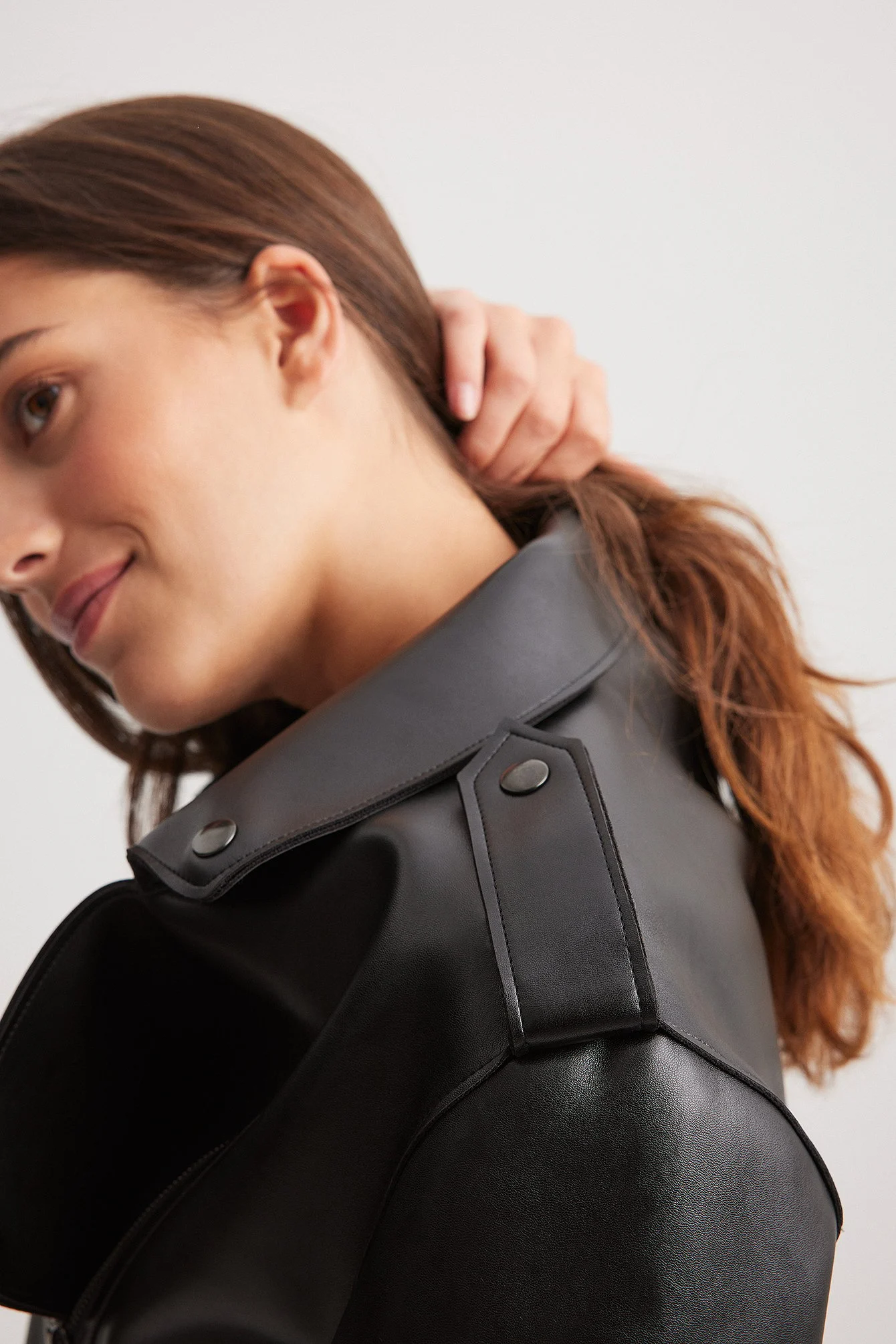Kurze PU-Bikerjacke