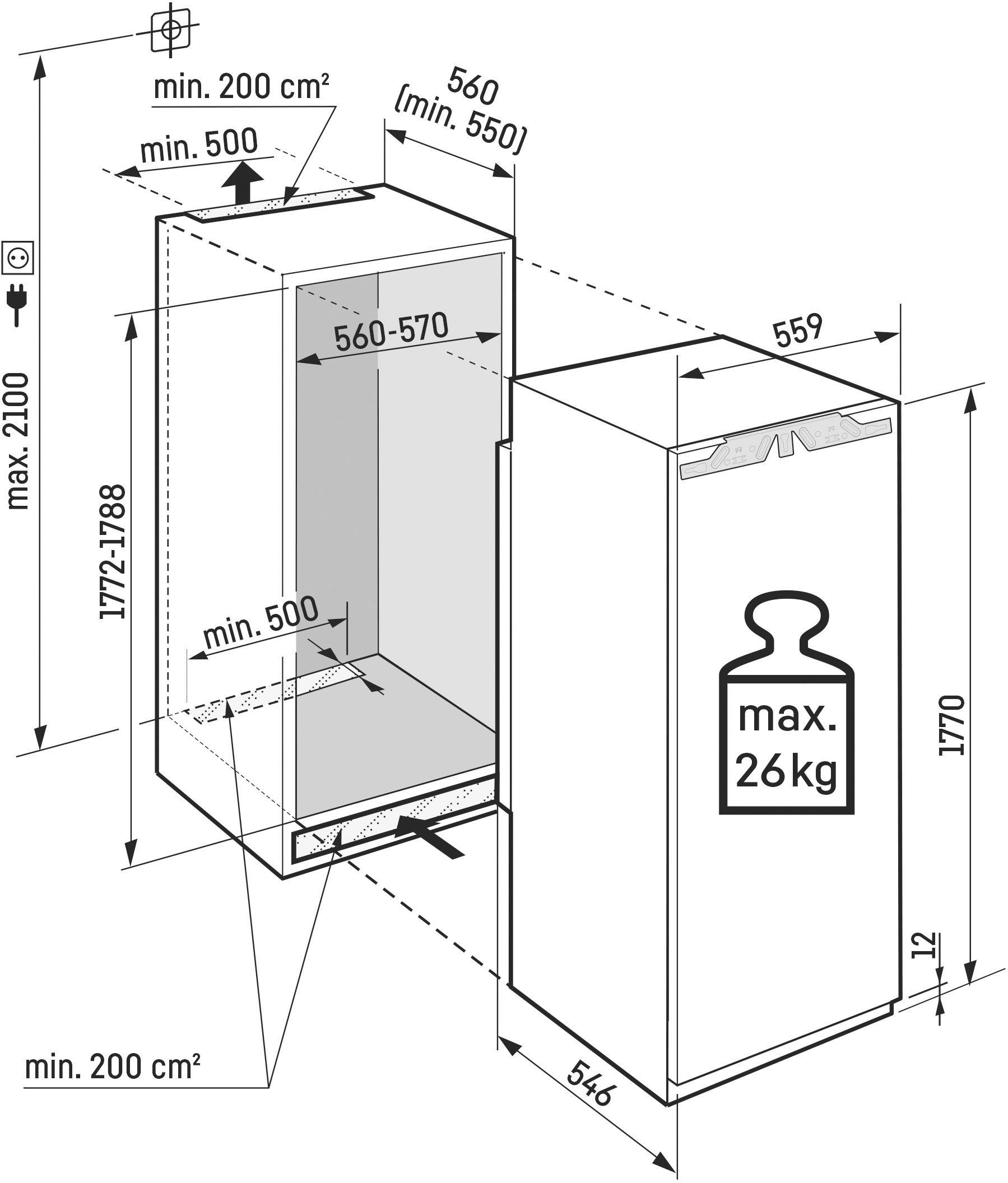 Liebherr Einbaukühlschrank IRe 5101_994874551, 177 cm hoch, 55,9 cm breit