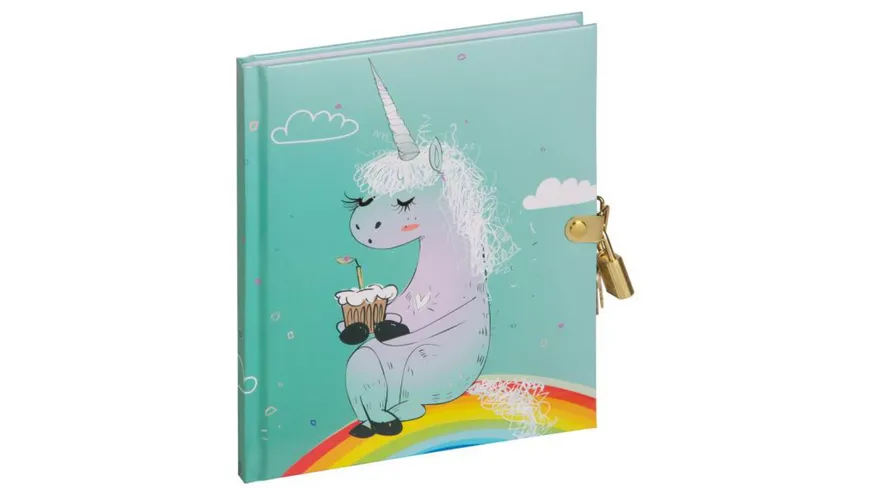 PAGNA Tagebuch Einhorn 128 Seiten mit Schloß blanko