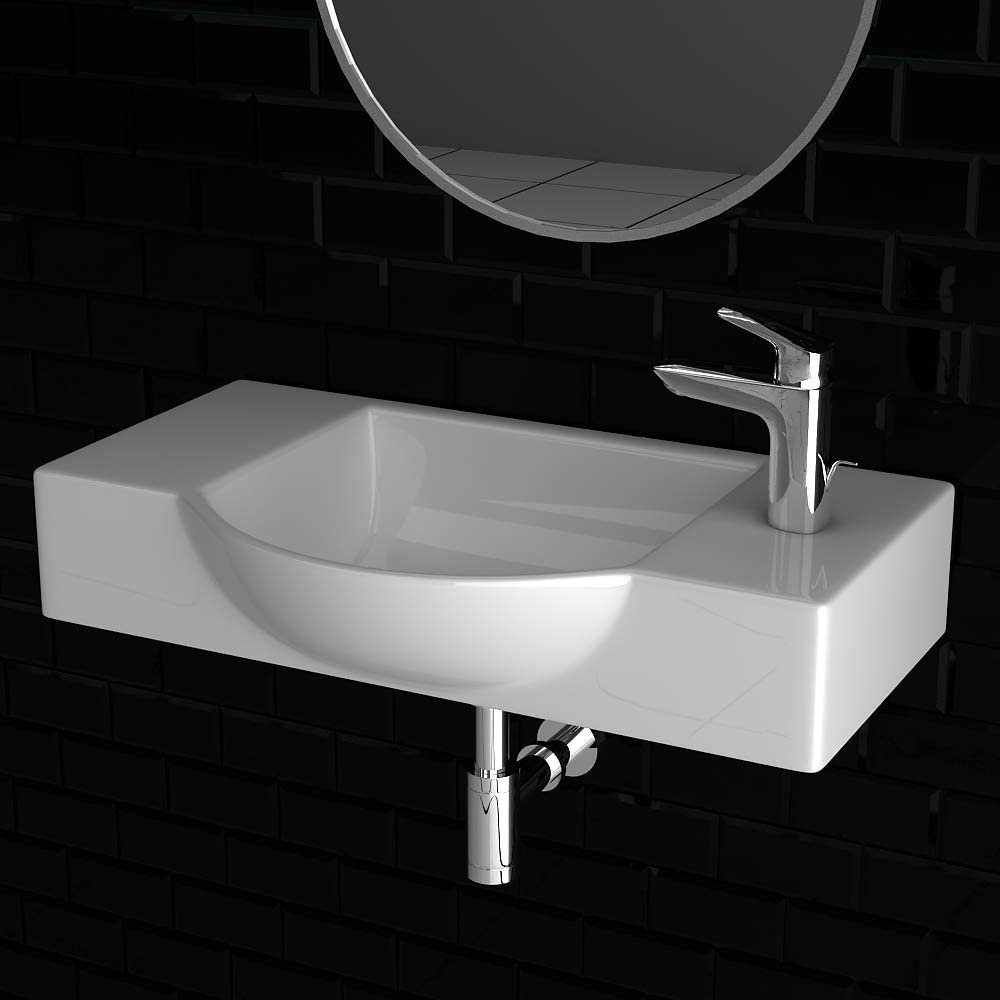 Alpenberger Waschbecken Alpenberger Keramikbecken mit integriertem Überlaufschutz (Komplett-Set, 1-St., 1xKeramikbecken (OHNE Armatur, Ablaufventil oder Siphon)