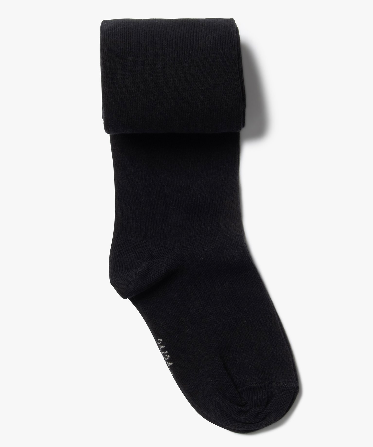 Collants chauds uni en coton fille noir | GEMO