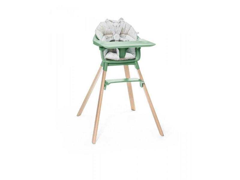 Chaise haute bébé Clikk vert et coussin