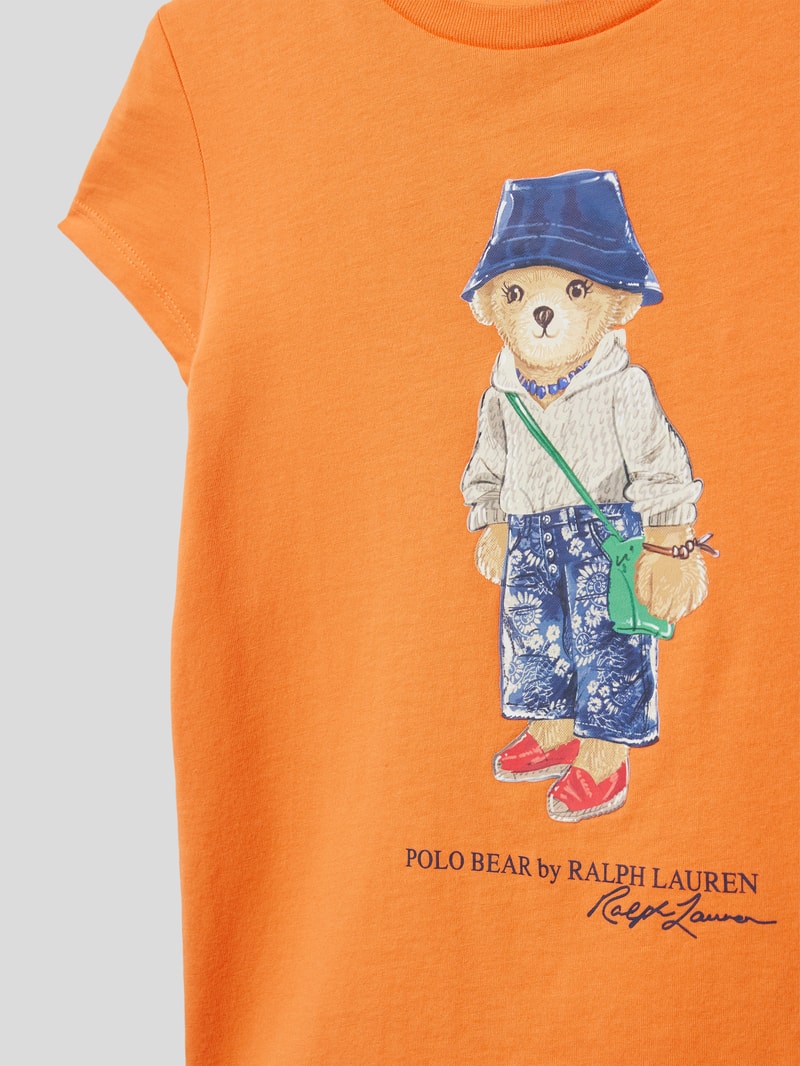 T-Shirt aus Baumwolle mit Motiv-Print in orange
